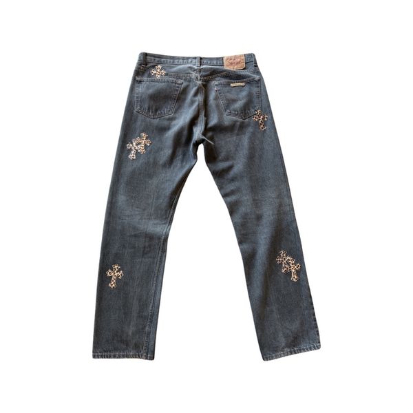 Chrome Hearts X Gallery Dept. Leopard Cross Patch Jeans