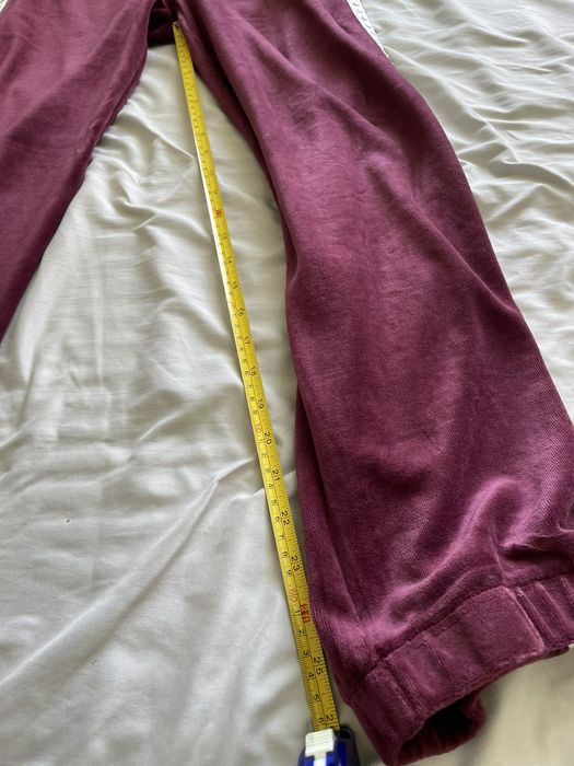 Supreme LAST DROP Supreme Burgundy Studded Velour Track Pants 
