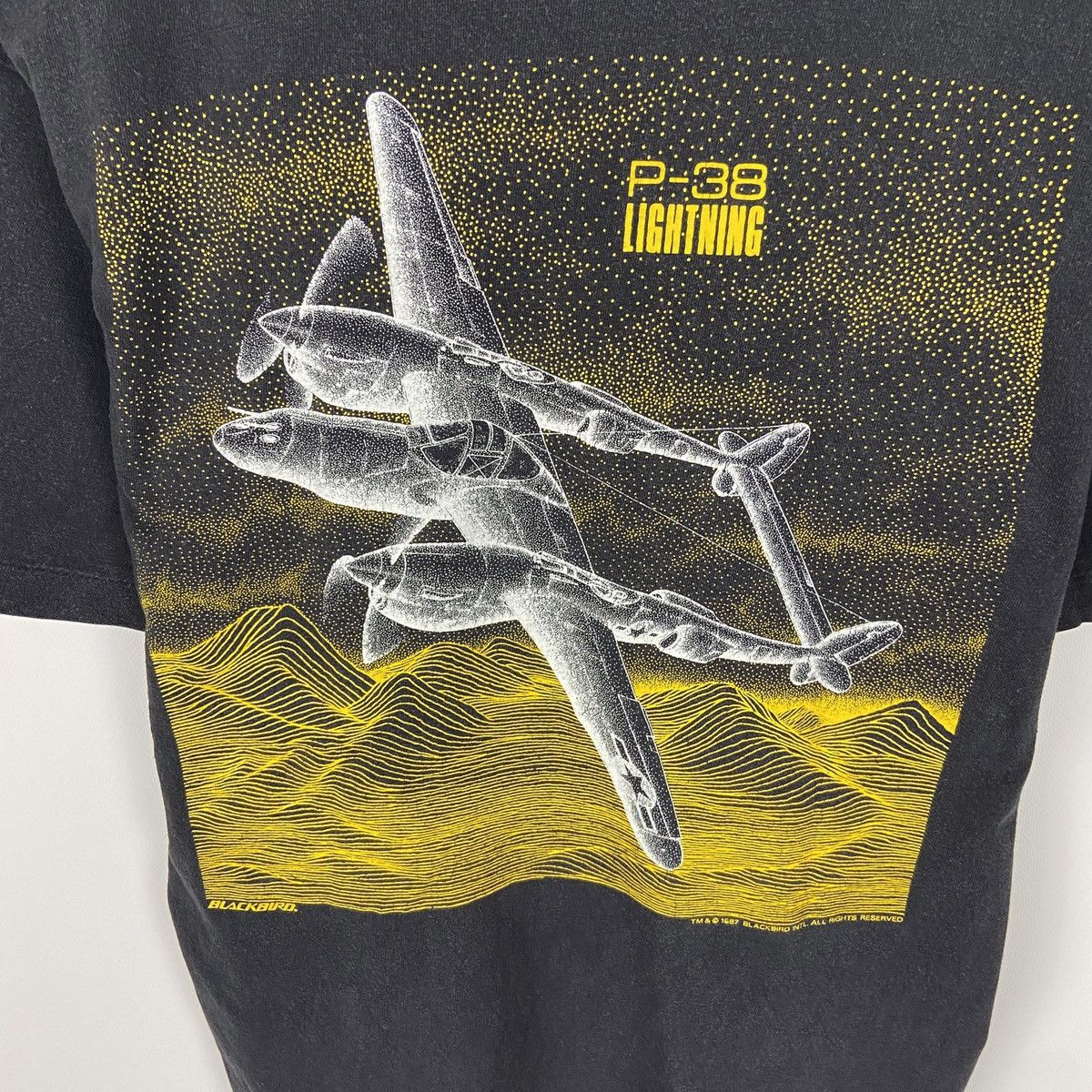 Blackbird Vintage 90s Faded Blackbird US Air Force P-38 Lightning Tee Size US L / EU 52-54 / 3 - 5 Thumbnail