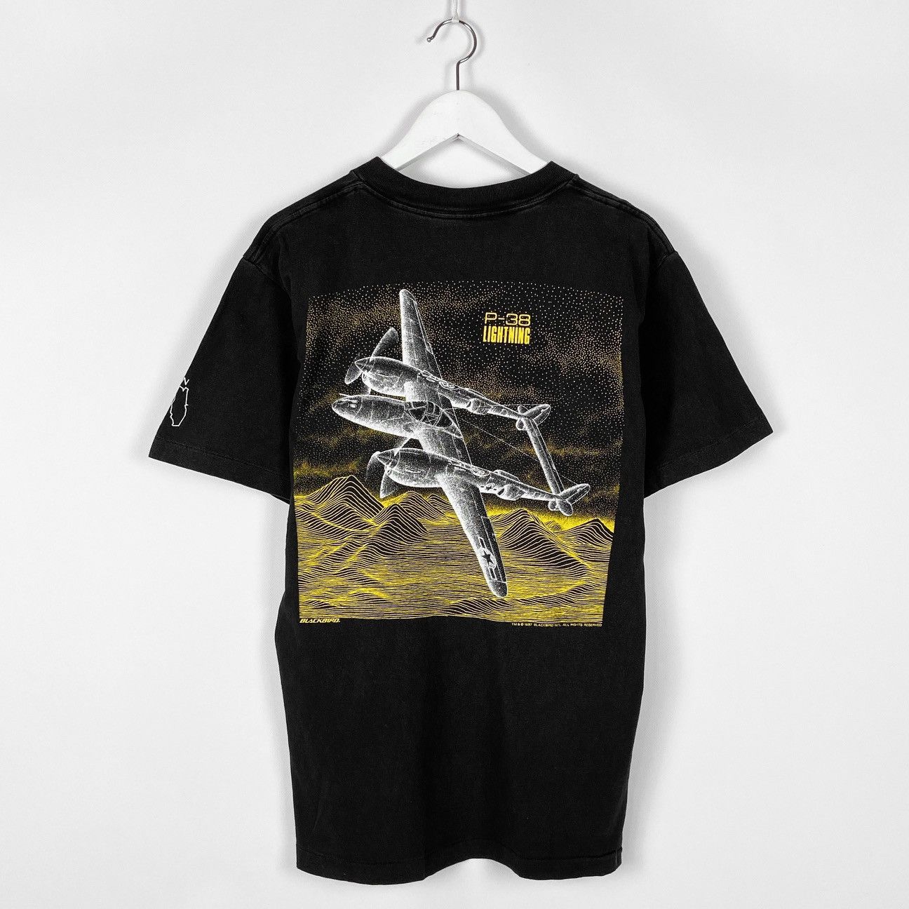 Blackbird Vintage 90s Faded Blackbird US Air Force P-38 Lightning Tee Size US L / EU 52-54 / 3 - 1 Thumbnail