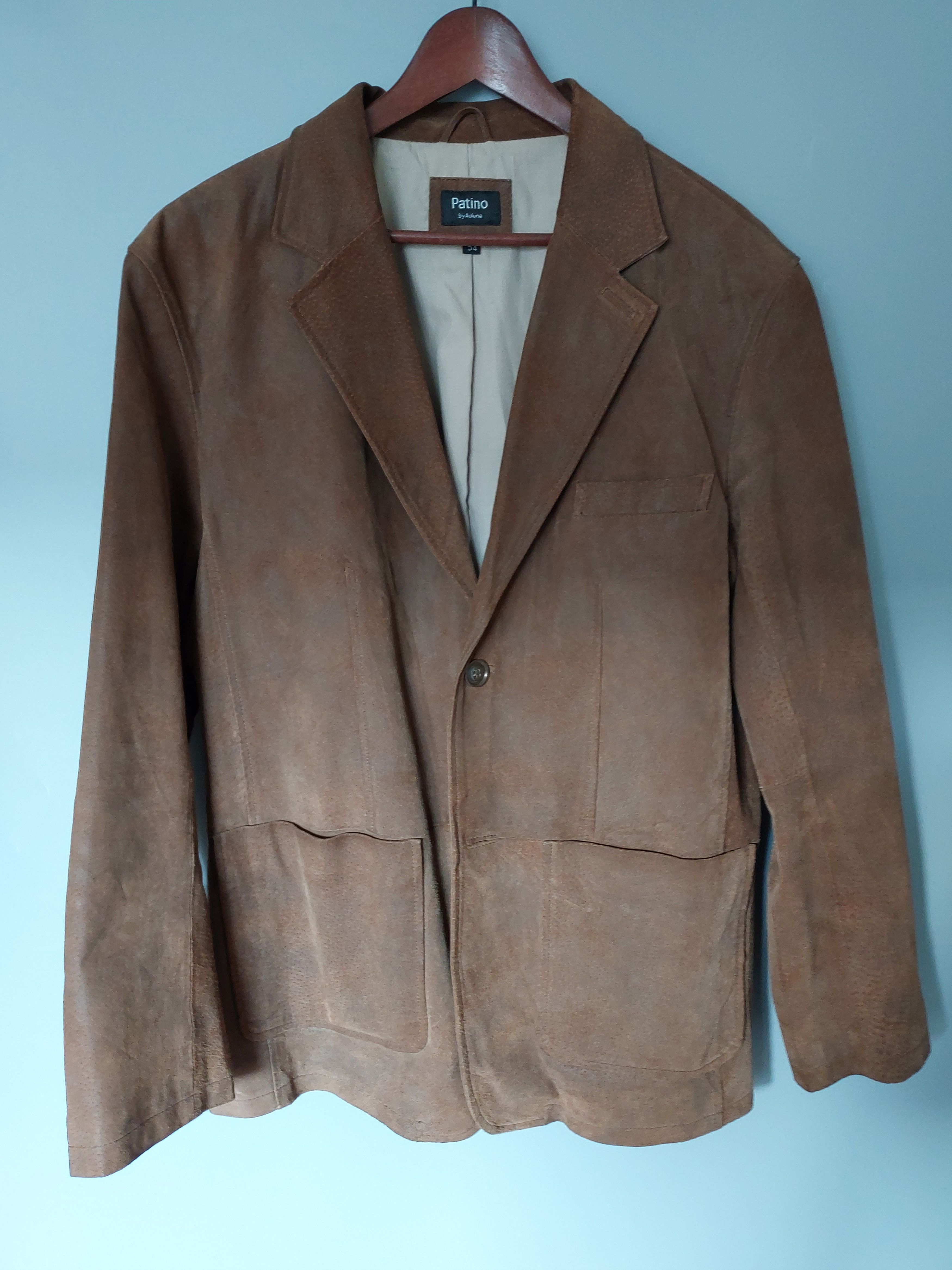Leather Patino by Auluna leather brown nubuck blazer for men size 54 Size 54R - 1 Thumbnail