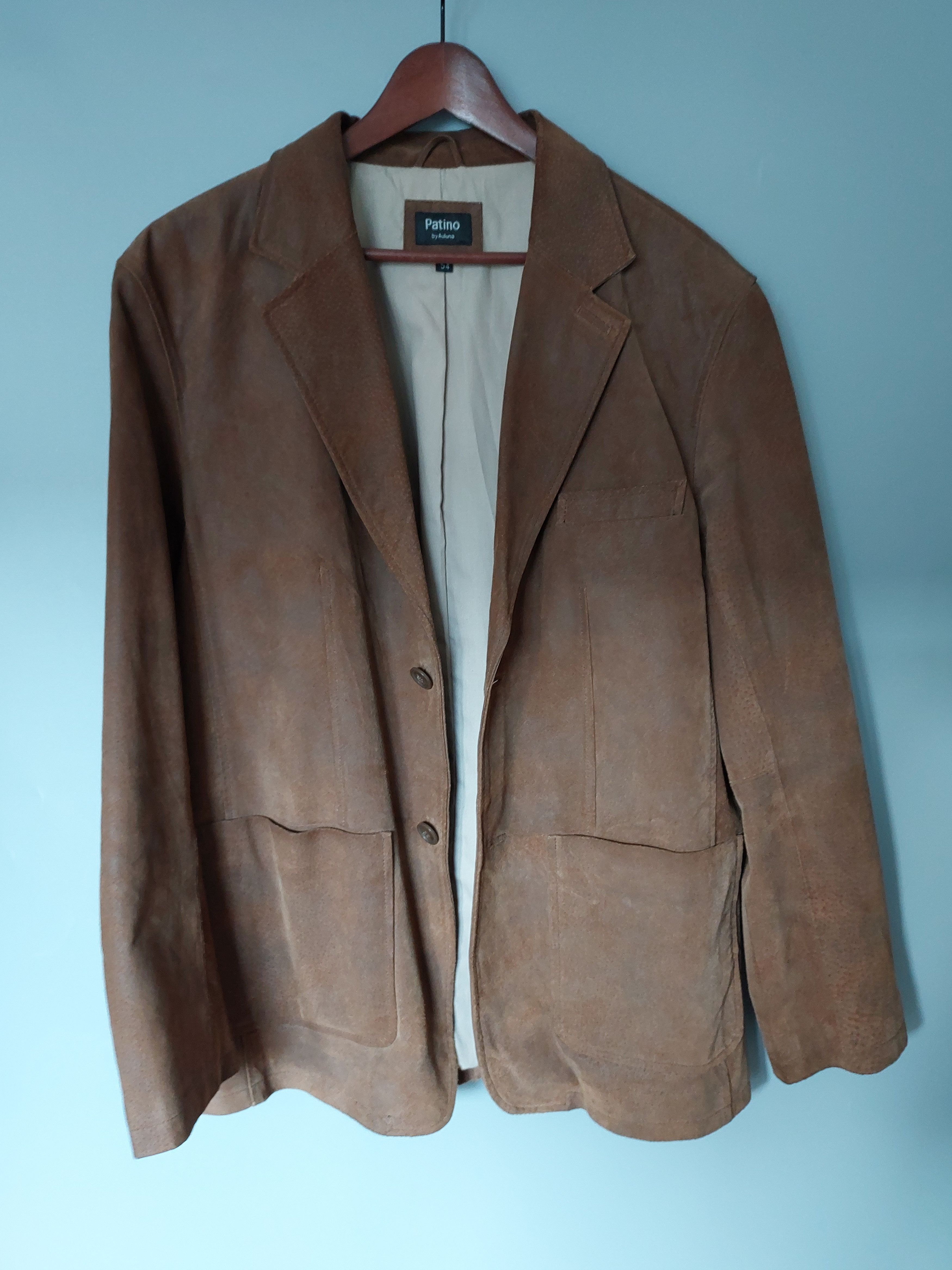 Leather Patino by Auluna leather brown nubuck blazer for men size 54 Size 54R - 4 Thumbnail
