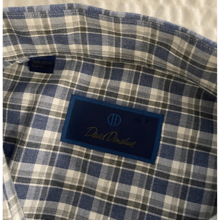 David Donahue Heathered Plaid Cotton Check Plaid Sport Shirt | Grailed