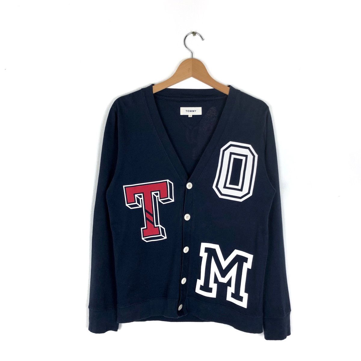 Swagger × Vintage Vintage Tommy Big Logo Spellout Cardigan Sweater Size US M / EU 48-50 / 2 - 1 Thumbnail