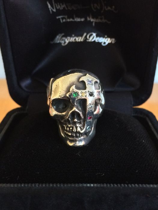 Number (N)ine SS05 "Nightcrawler" Bejeweled Silver Skull Ring w/ box Size ONE SIZE - 2 Preview