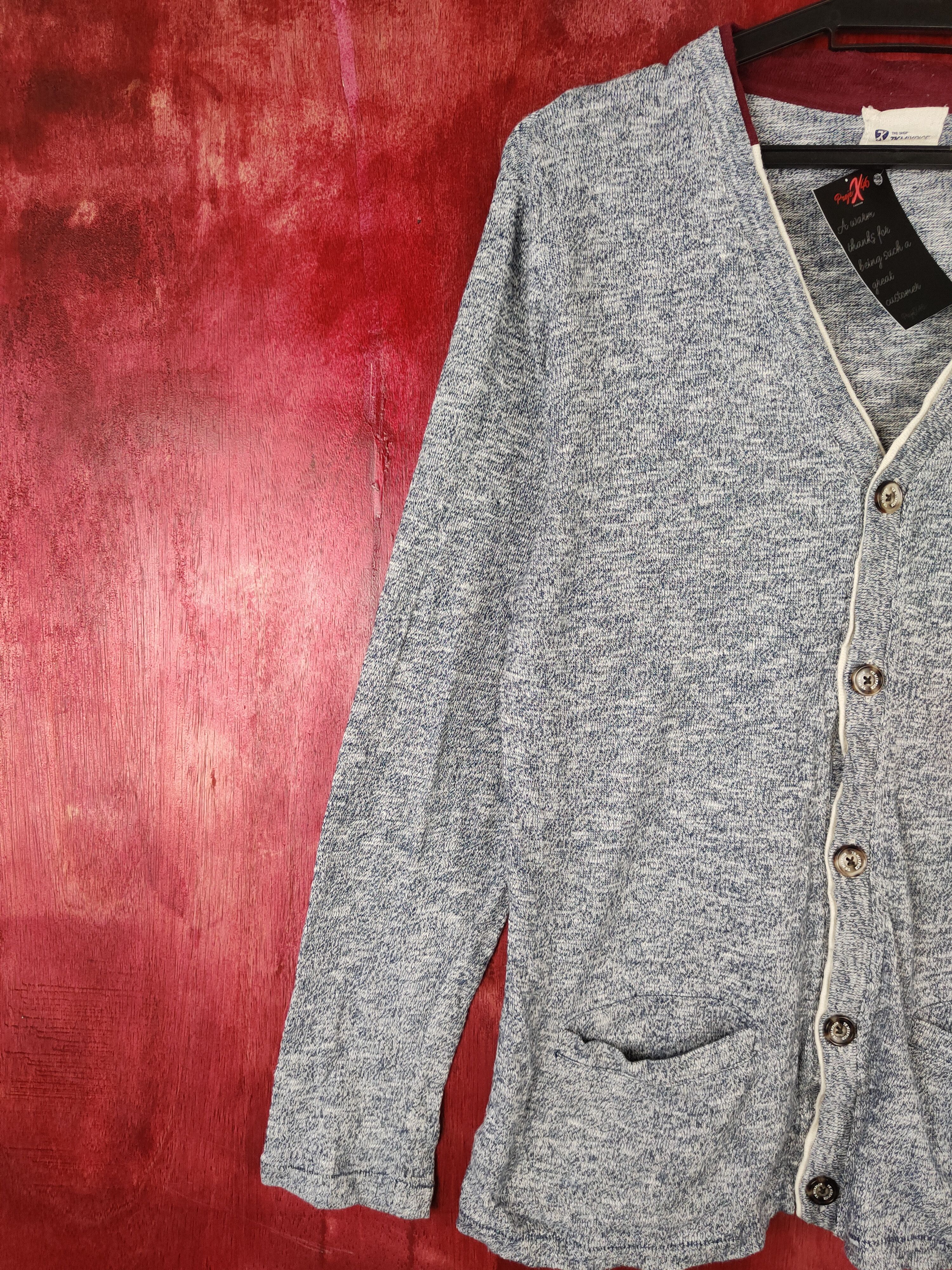 Japanese Brand × Vintage Takeo Kikuchi japan TK Mixpiece Gray Cardigan #5192 Size US M / EU 48-50 / 2 - 5 Thumbnail