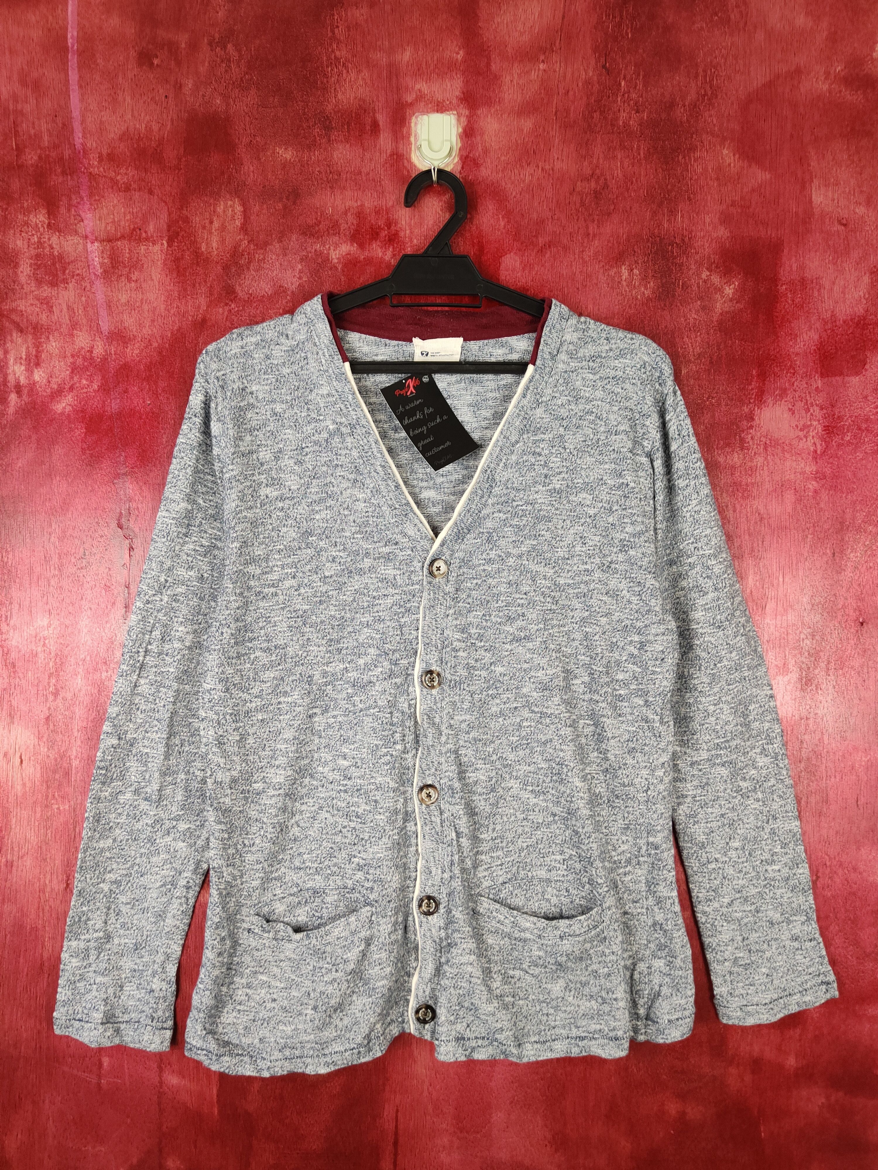 Japanese Brand × Vintage Takeo Kikuchi japan TK Mixpiece Gray Cardigan #5192 Size US M / EU 48-50 / 2 - 1 Thumbnail