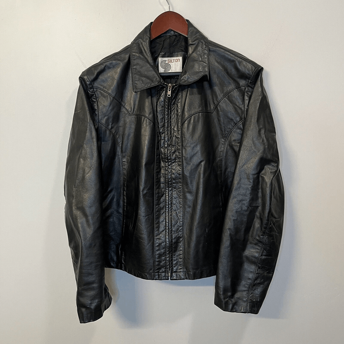 Vintage Vintage Black Silton 42 Animal Skin Leather Jacket Talon zip ...