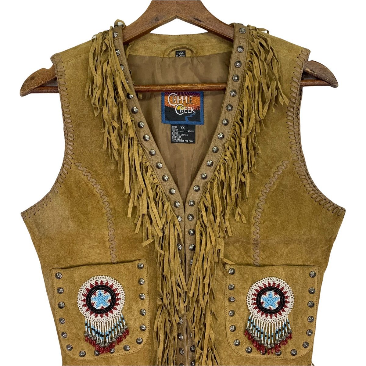 Leather Cripple Creek Native Navajo Leather Vest Jacket Size US XS / EU 42 / 0 - 2 Thumbnail
