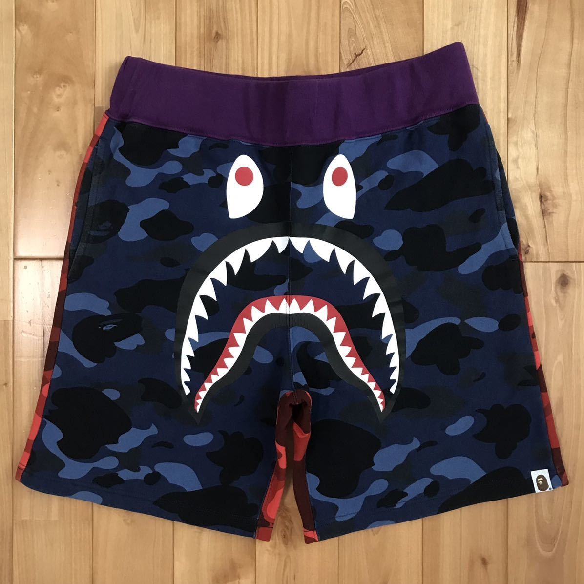 BAPE Crazy camo shark sweat shorts a bathing ape ☆size M