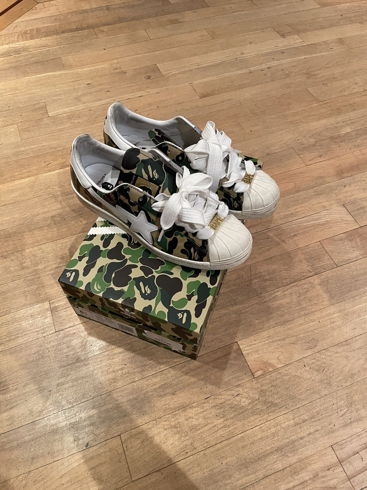 image of Adidas x Bape Superstars Size 8.5 Shoes in Camo, Men's