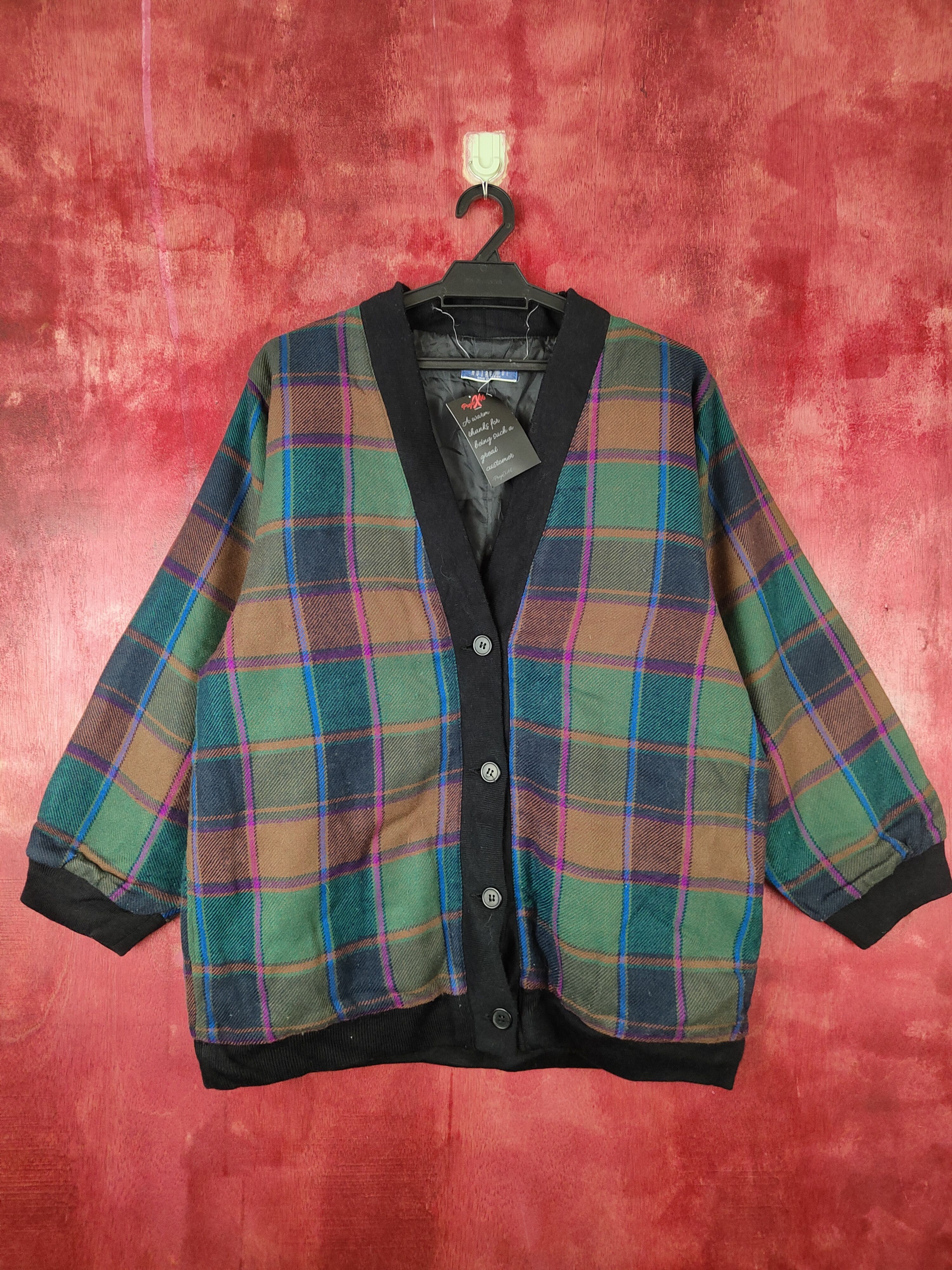 image of Patterned Cardigans Autre Moi Multicolor Checkered Cardigan Jacket 5174, Men's (Size Large)