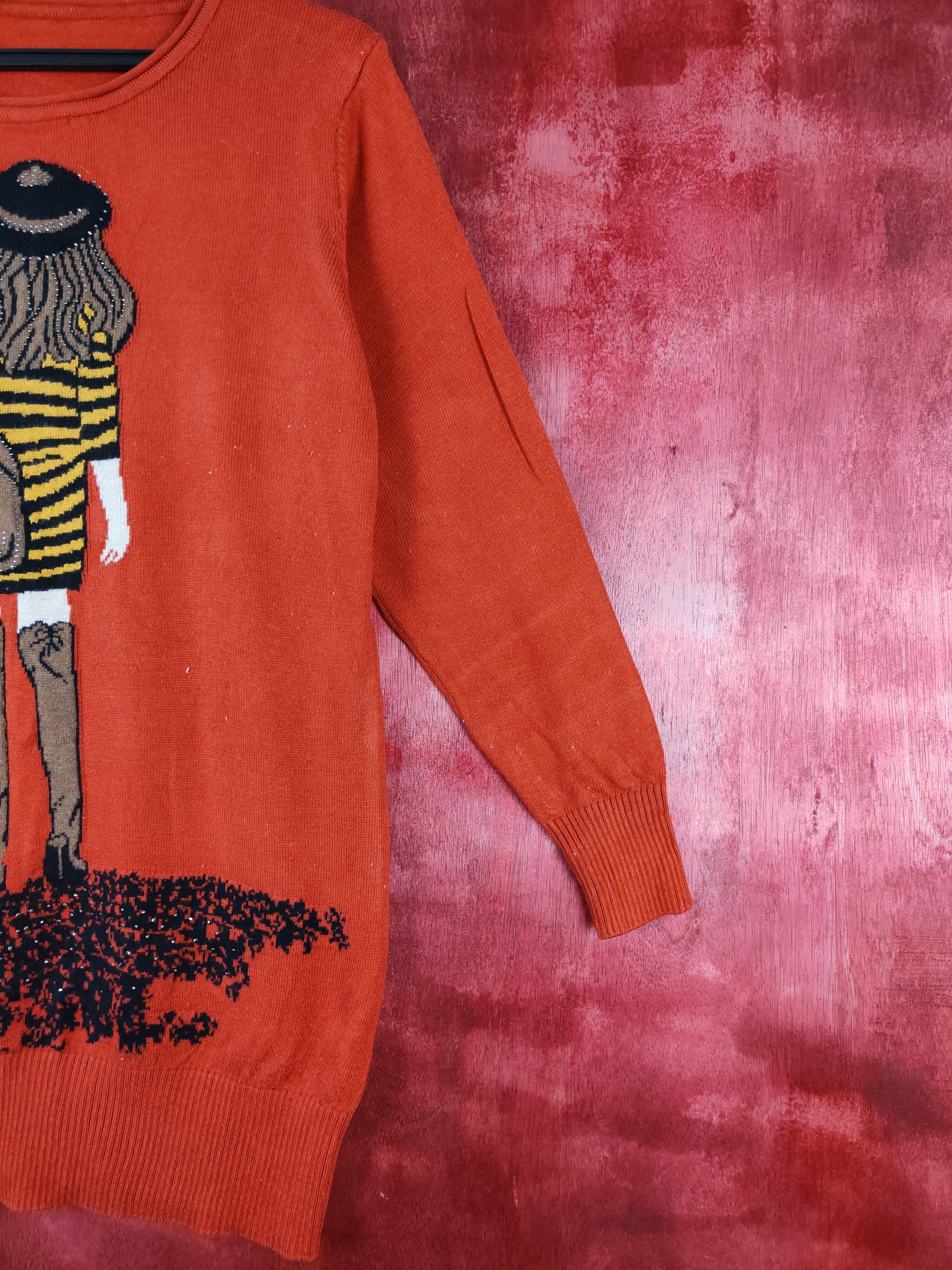Japanese Brand K. Three Ladies hat Orange Knitwear sweatshirt #S334 Size L / US 10 / IT 46 - 5 Thumbnail
