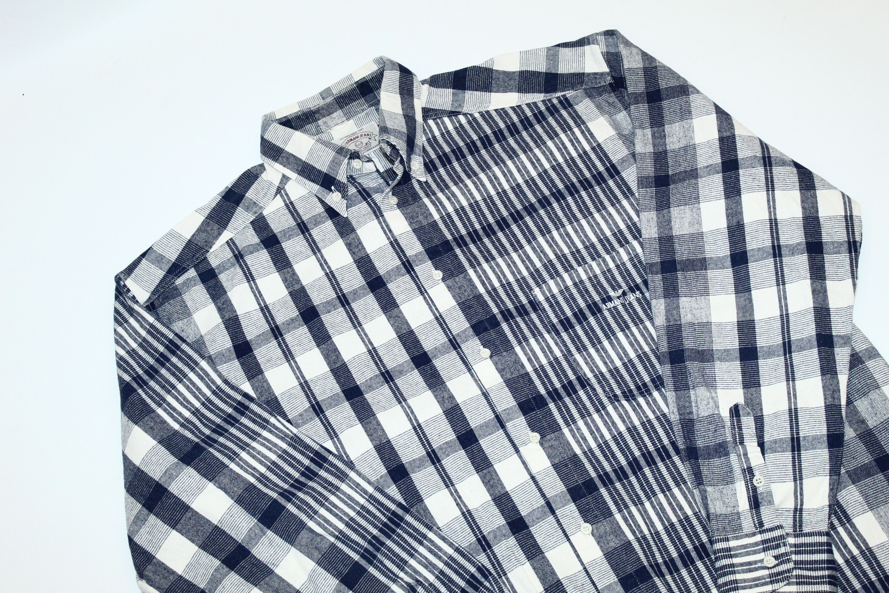 Giorgio Armani Vtg 80's Giorgio Armani Jeans Madras Flannel Baggy Shirt Size US XXL / EU 58 / 5 - 2 Thumbnail