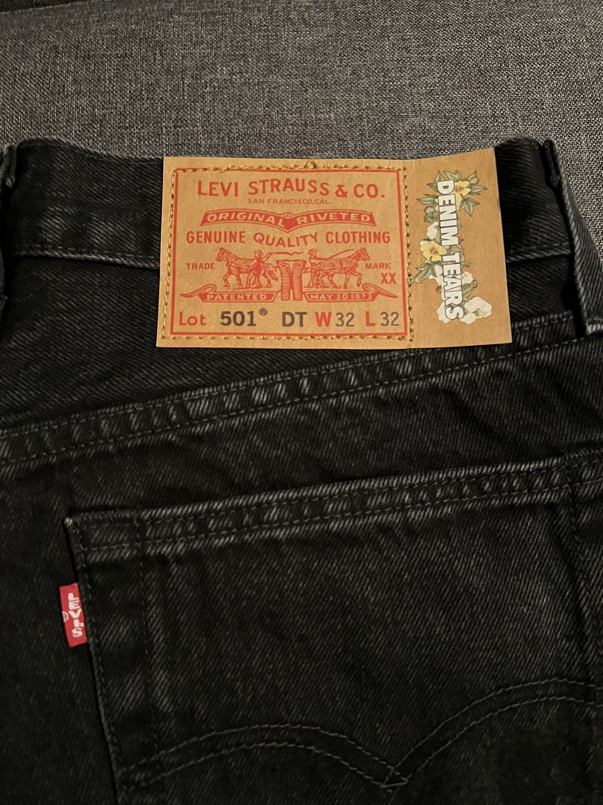 DENIM TEARS × Levi's Denim tears cotton wreath black on black monogram jeans Size US 32 / EU 48 - 4 Thumbnail
