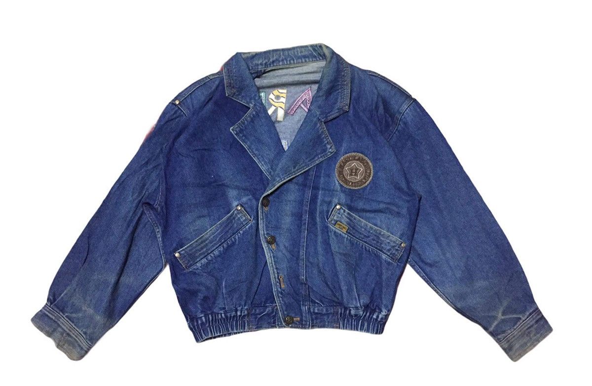 Japanese Brand 80’s Multicolor rainbow embroidered denim jacket Size US M / EU 48-50 / 2 - 5 Thumbnail