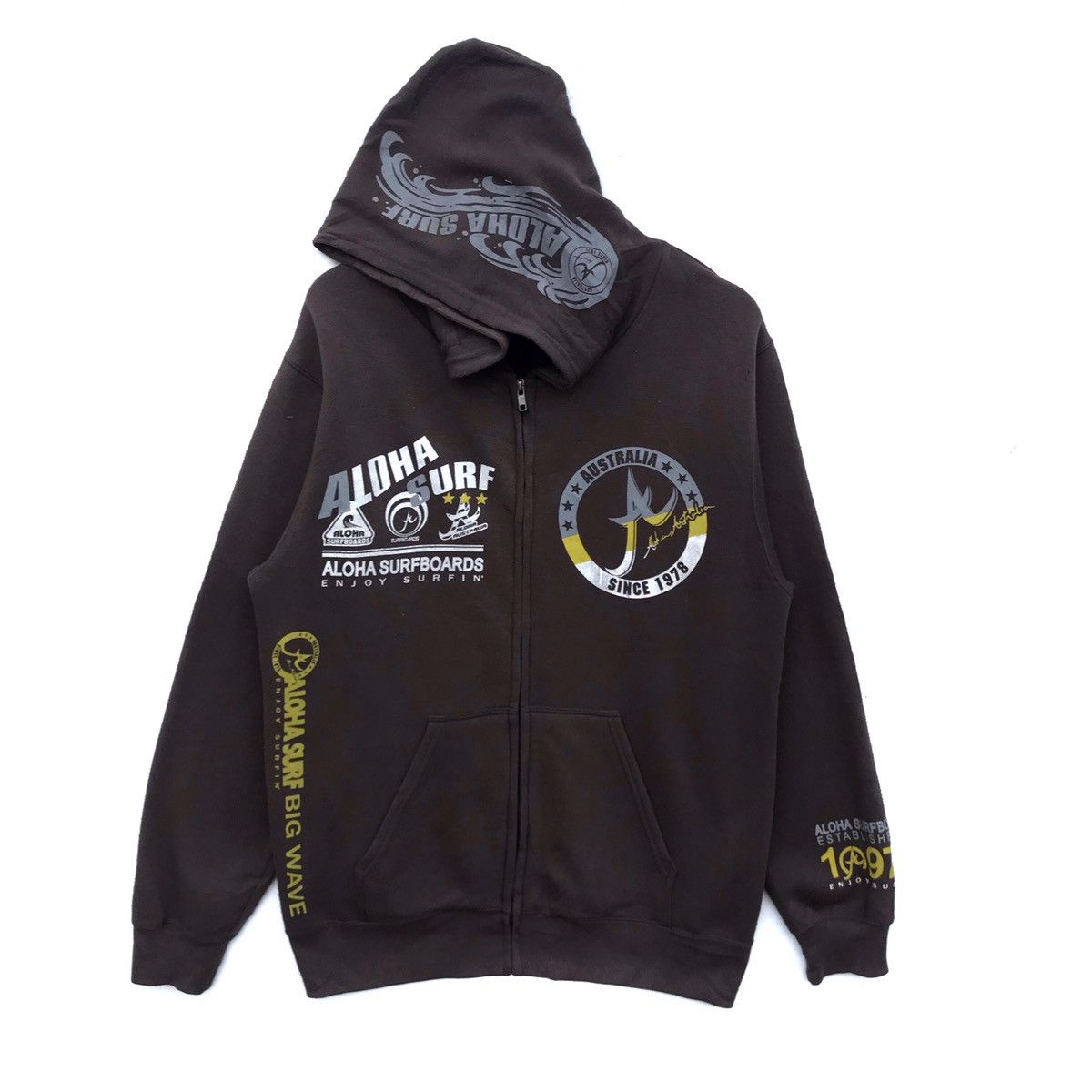 Vintage Aloha Surf Spellout Hoodie Zipper Jacket