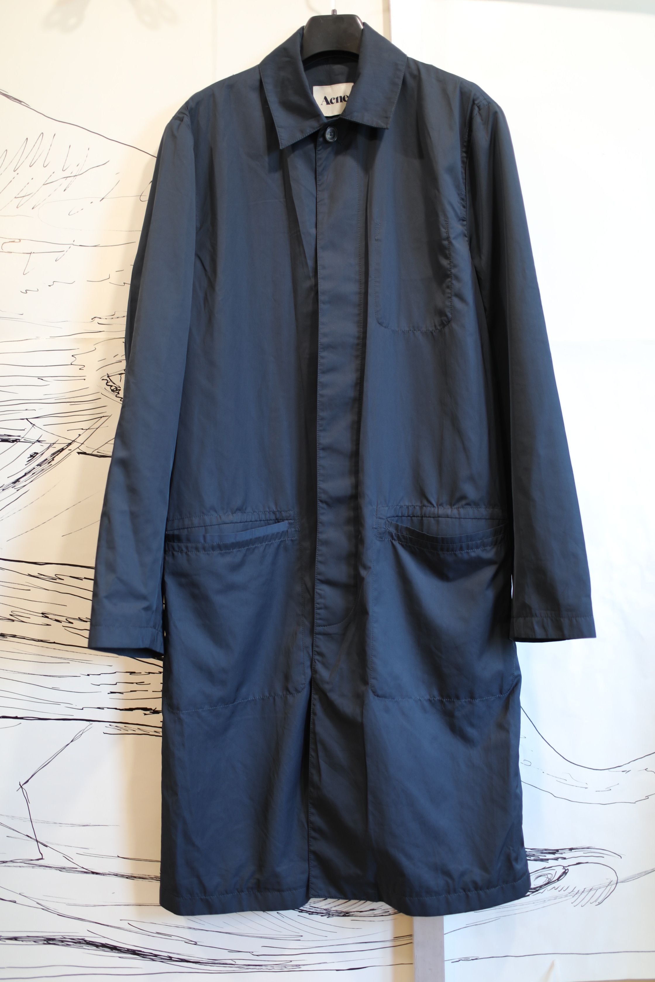 image of Acne Studios Libor Mac Coat in Navy Blue, Men's (Size Medium)