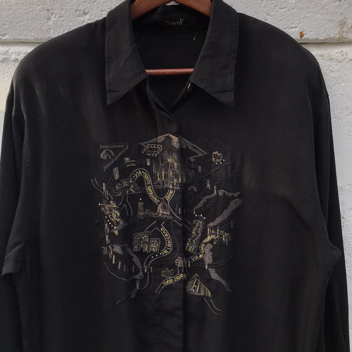 Japanese Brand ChamoisV Biglogo Camp Collar Shirt Embroidery Buttonup Tee Size US L / EU 52-54 / 3 - 4 Thumbnail