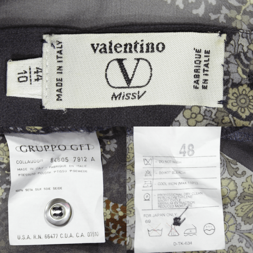Valentino Silk Printed Blouse Vintage Size M / US 6-8 / IT 42-44 - 7 Thumbnail