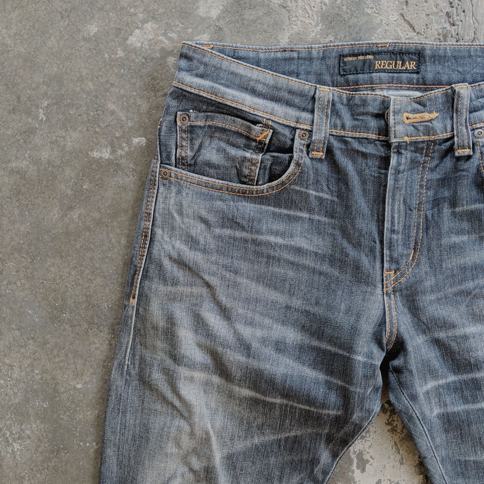 Japanese Brand Edwin 503 Zero Distressed Trousers Jeans Pants Size US 32 / EU 48 - 3 Thumbnail