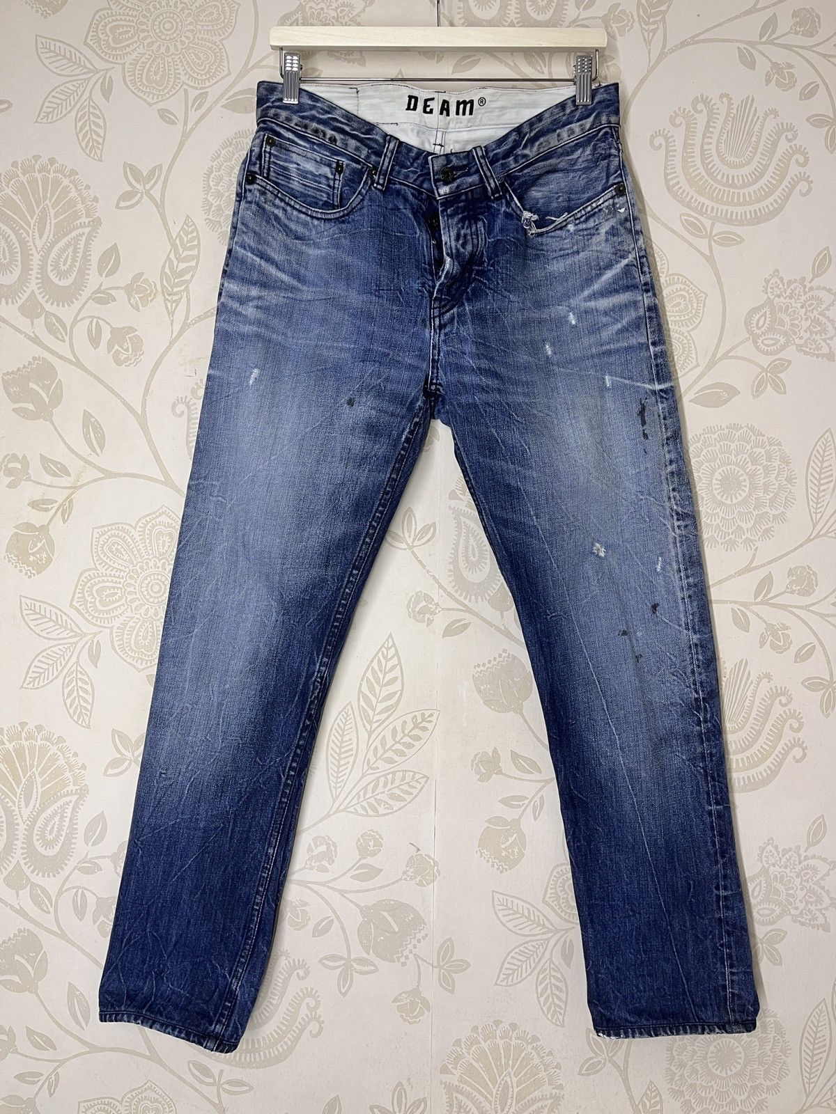 DENHAM Distressed Denham Denim Acid Wash Jeans Grade Slim Fit Size US 31 - 1 Thumbnail