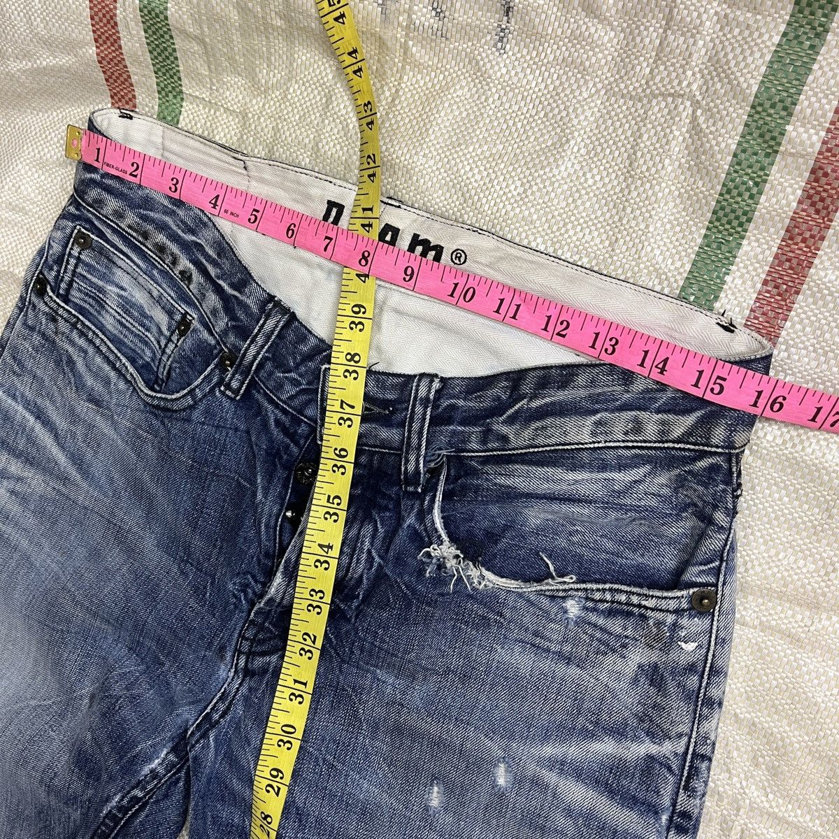 DENHAM Distressed Denham Denim Acid Wash Jeans Grade Slim Fit Size US 31 - 3 Thumbnail