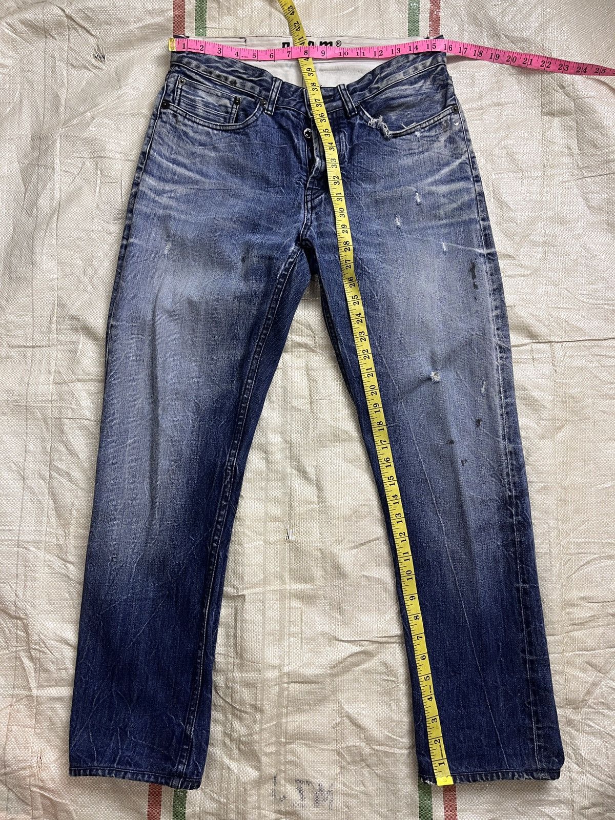 DENHAM Distressed Denham Denim Acid Wash Jeans Grade Slim Fit Size US 31 - 4 Thumbnail