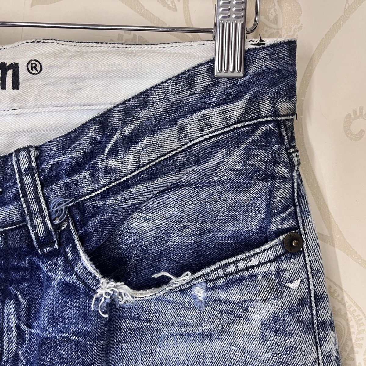 DENHAM Distressed Denham Denim Acid Wash Jeans Grade Slim Fit Size US 31 - 6 Thumbnail