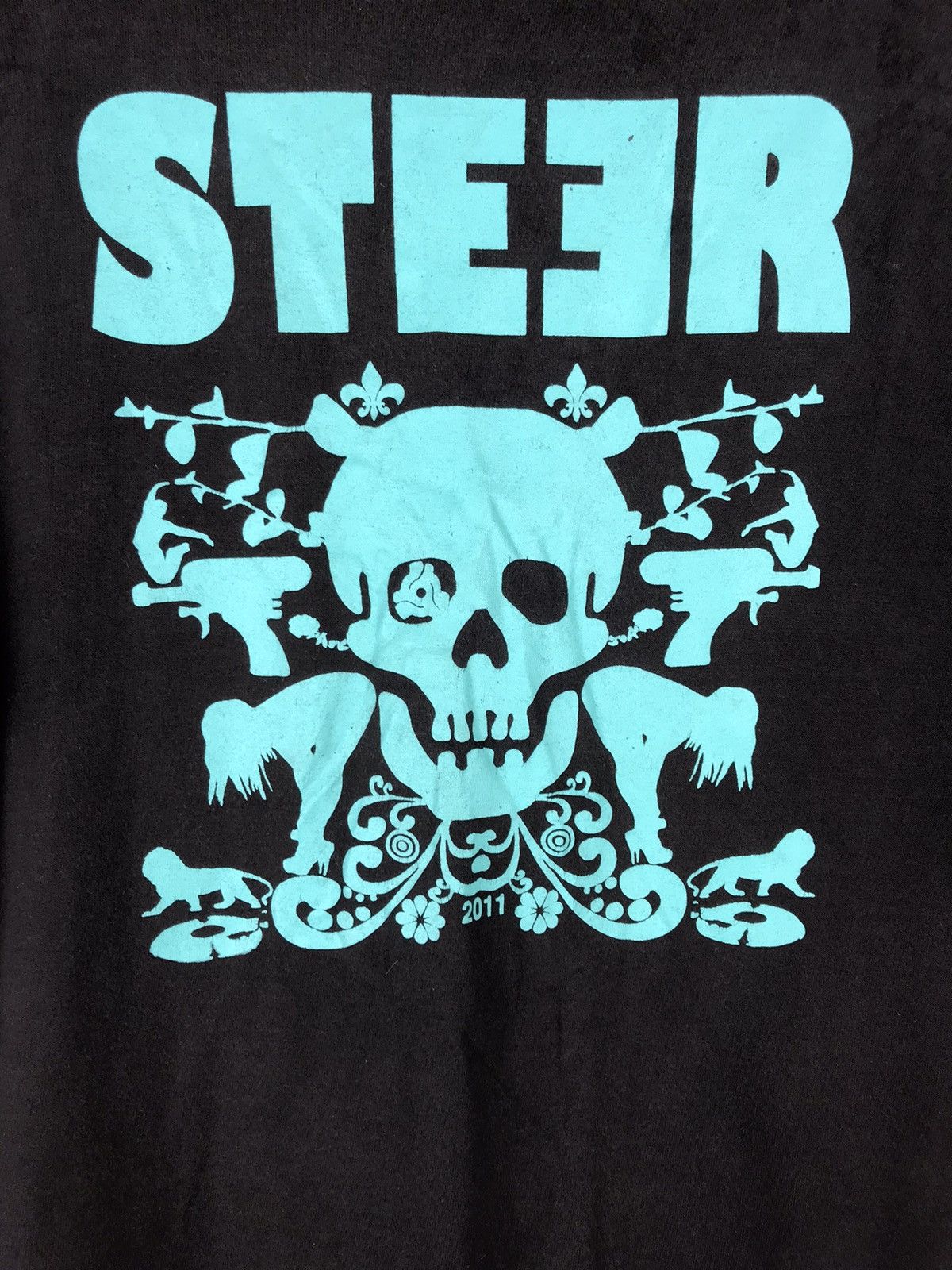 Japanese Brand STEER Skull Short Sleeve T-Shirt #2277 Size US M / EU 48-50 / 2 - 2 Thumbnail