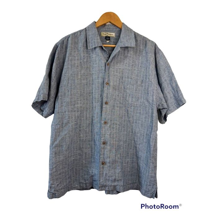 Tommy Bahama Tommy Bahama 100% Linen Blue Men's Medium Coconut Buttons ...