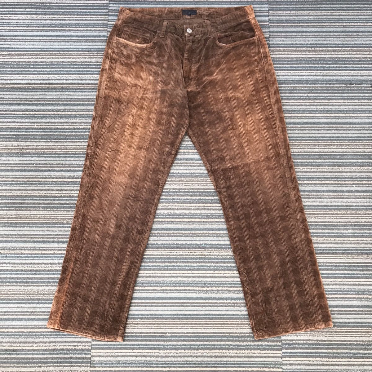 image of Beams Plus x Corduroi Club Vintage Beams Checkered Corduroy Pants in Faded Brown, Men's (Size 32)