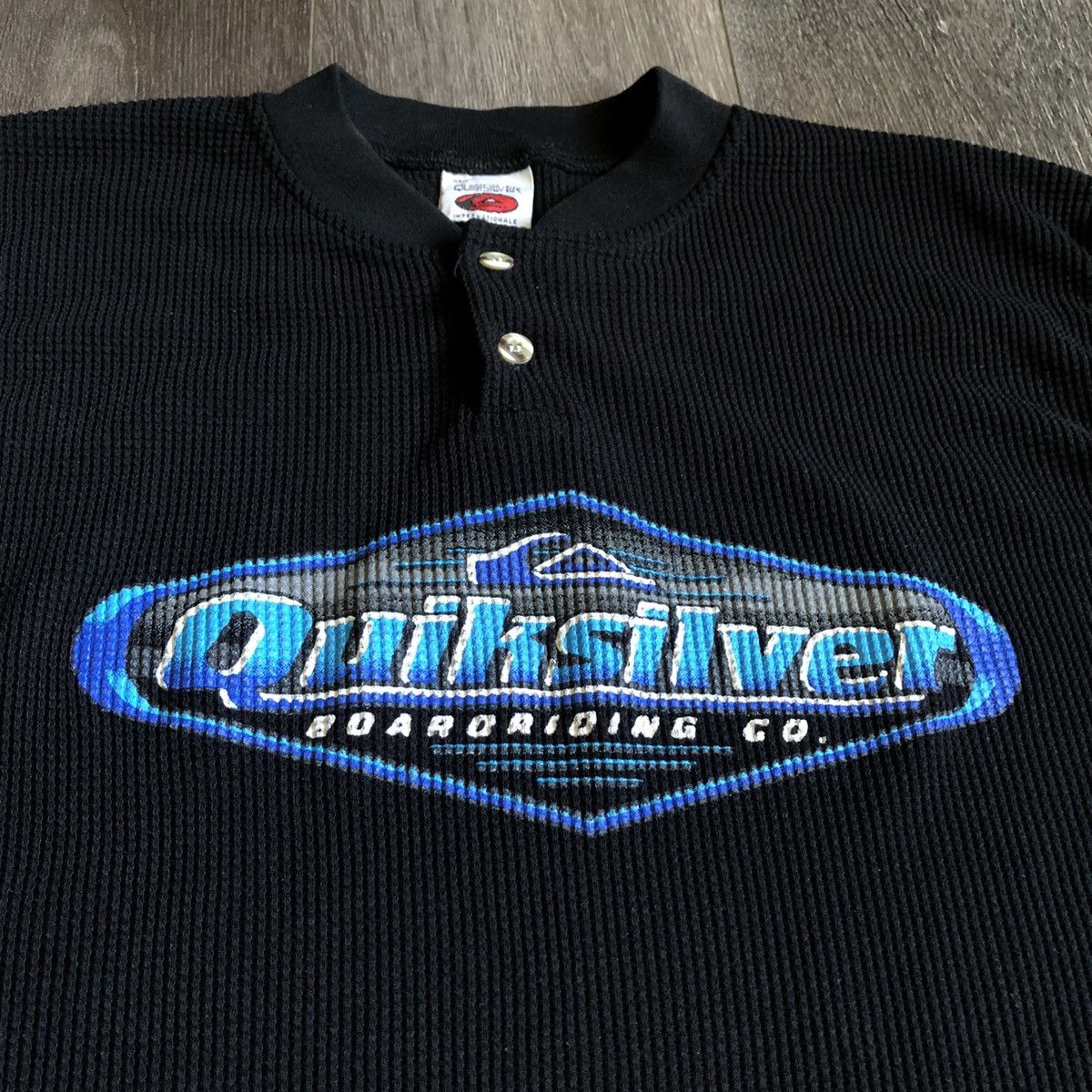 Quicksilver Vintage 1990s 80s Quicksilver Boarding Company Button TShirt Size US L / EU 52-54 / 3 - 2 Thumbnail