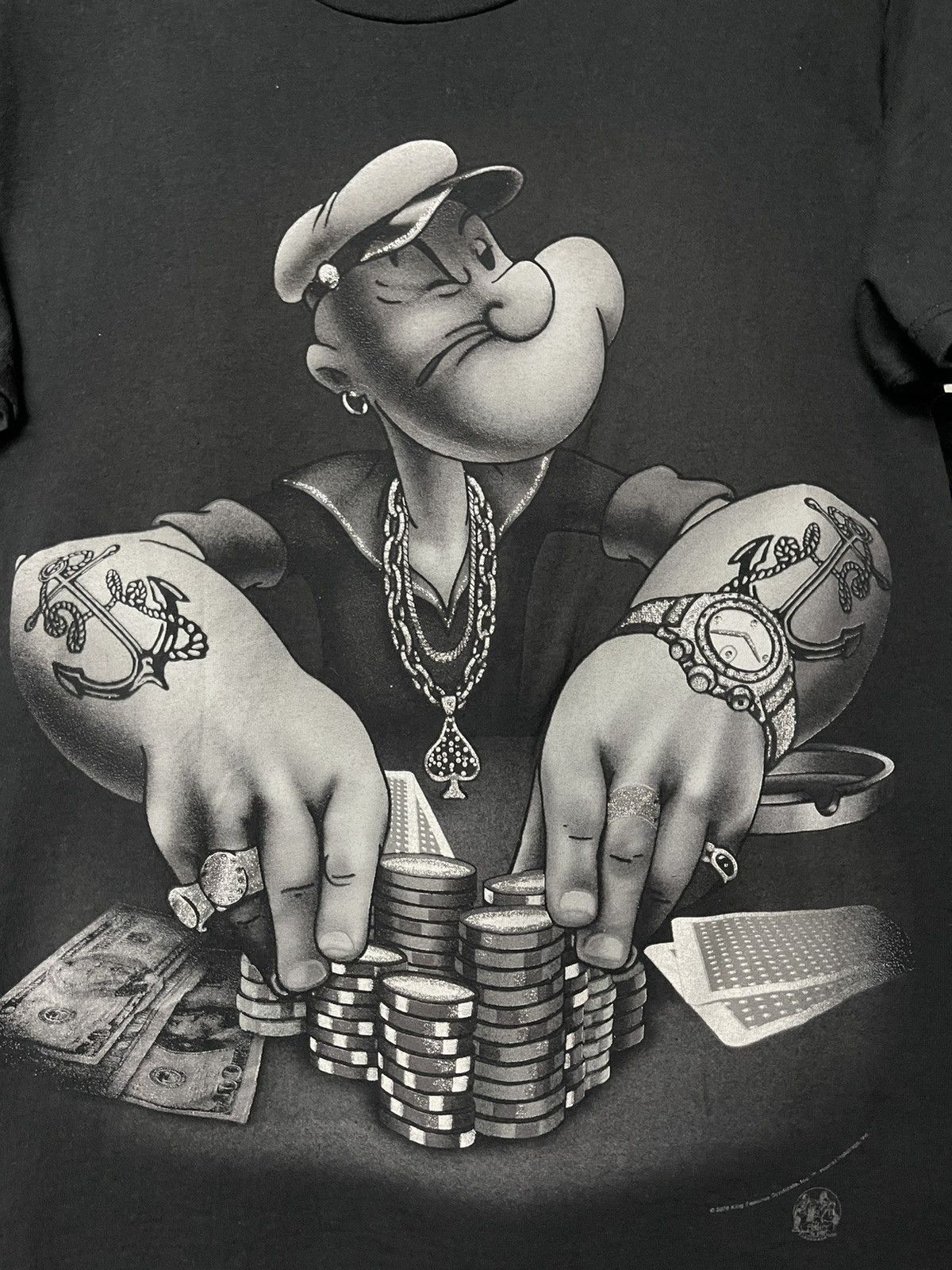 Cartoon Network × Vintage Vintage Popeye Gangster Faded Tees Streetwear Size US M / EU 48-50 / 2 - 2 Thumbnail