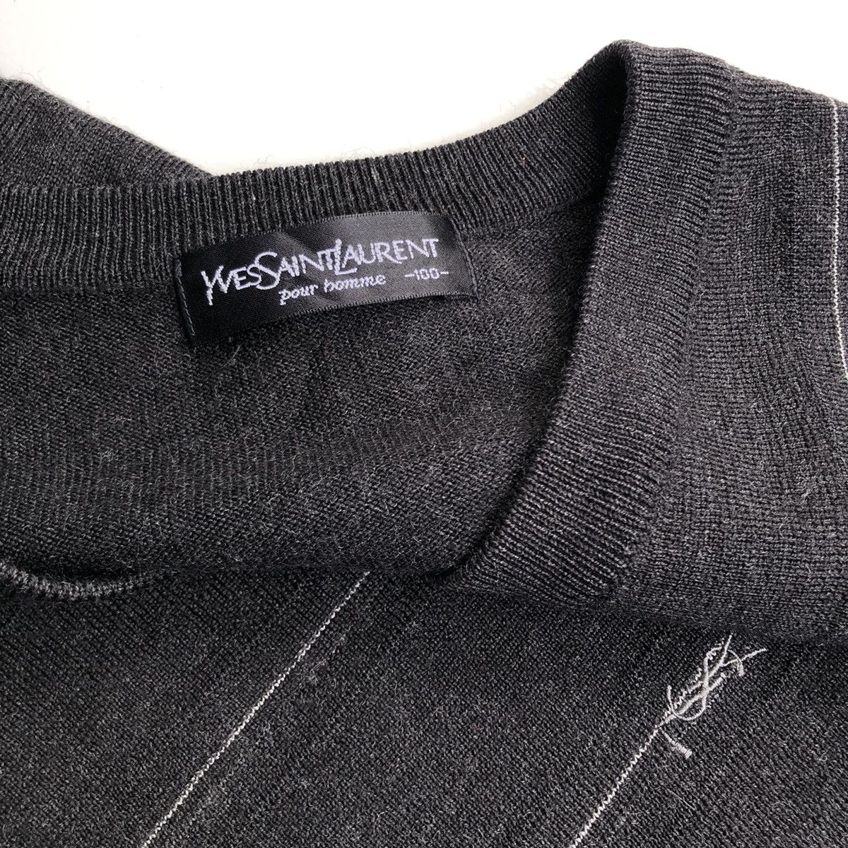 Vintage Vintage Yves Saint Laurent YSL Pour Homme Knitwear Stripe Size US L / EU 52-54 / 3 - 6 Thumbnail