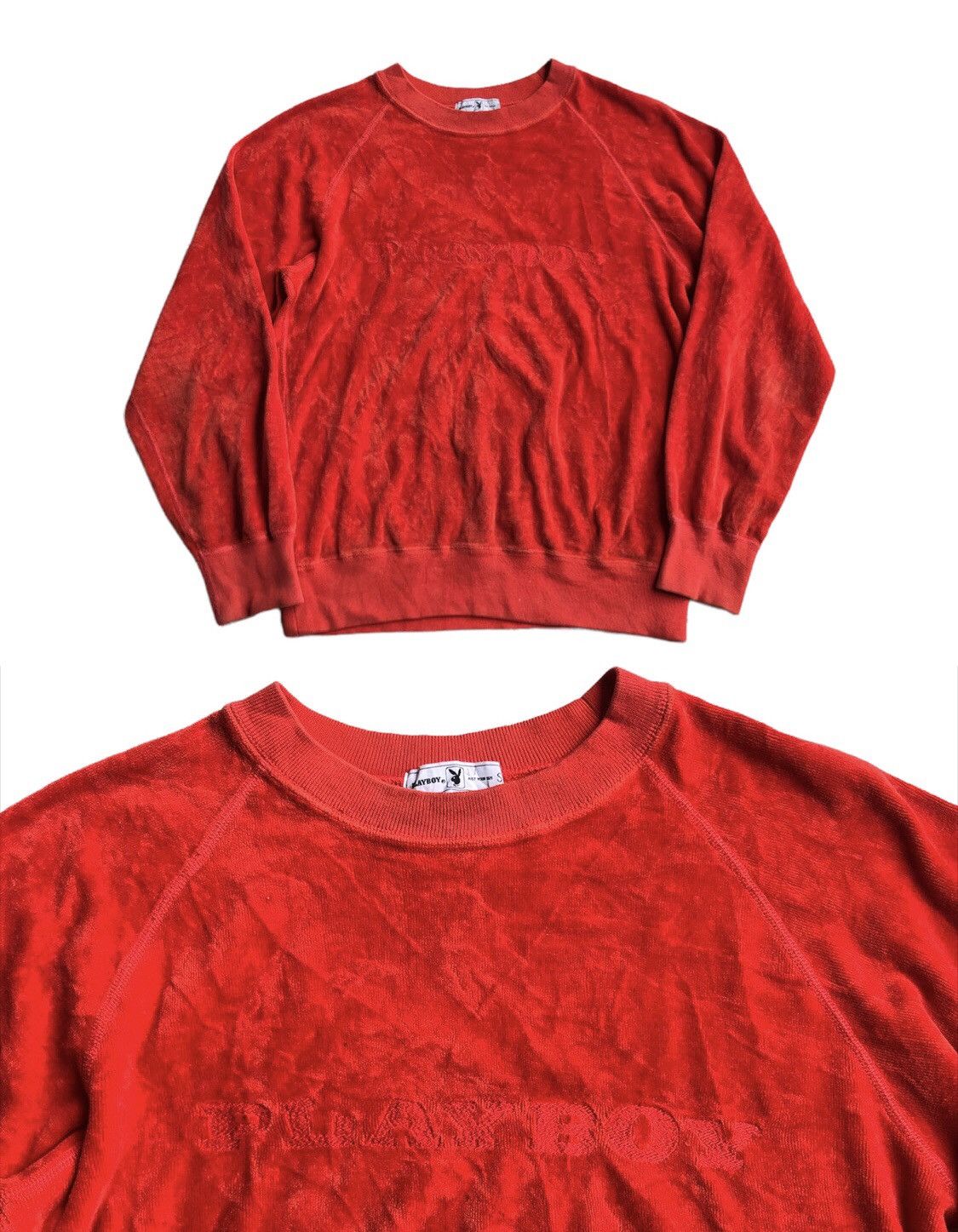 Playboy × Vintage Rare Vintage Playboy Sweatshirt Velvet Big Logo Embrodery Size US S / EU 44-46 / 1 - 1 Thumbnail