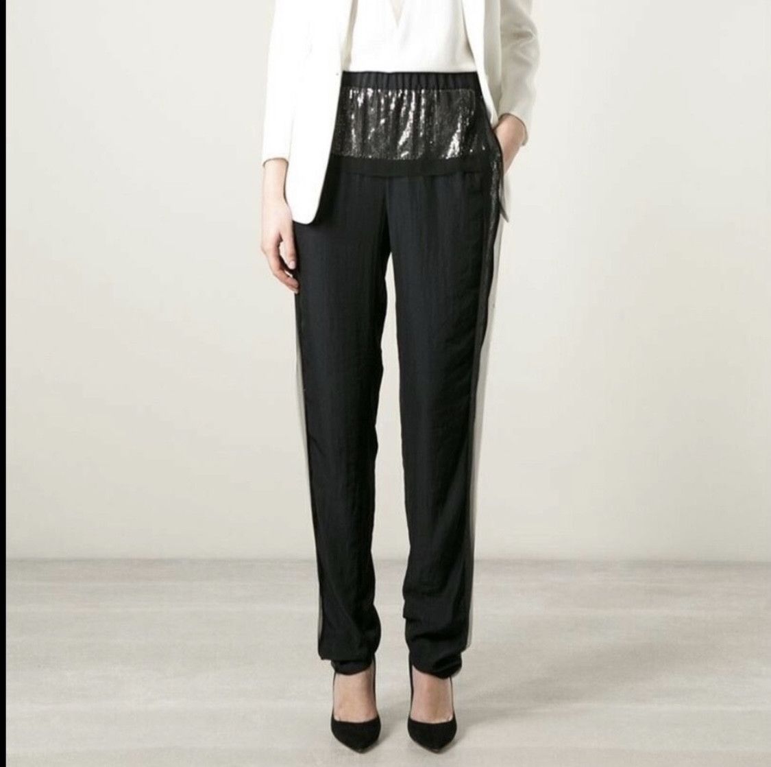 LANVIN ETE black evening trousers sequins Small
