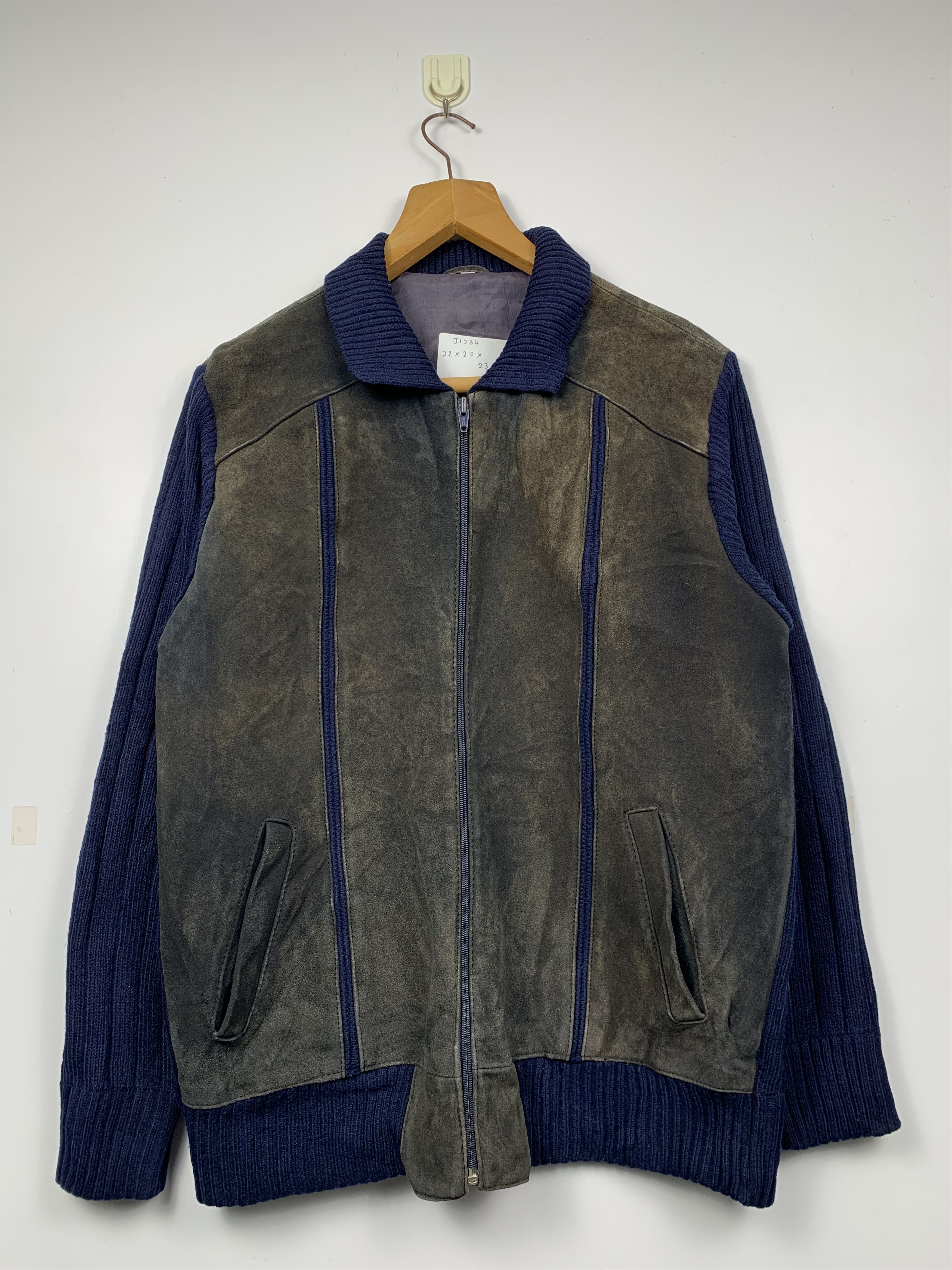 Vintage Vintage Antesco Leather Knit Jacket J1234 Size US M / EU 48-50 / 2 - 1 Thumbnail