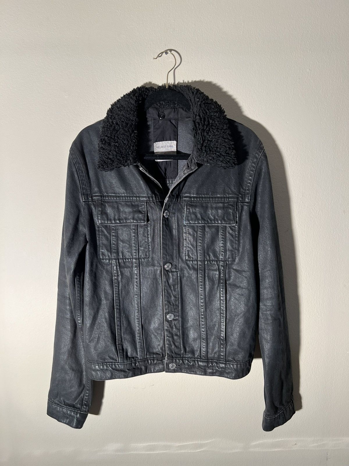 Helmut Lang fur-trimmed denim sale jacket