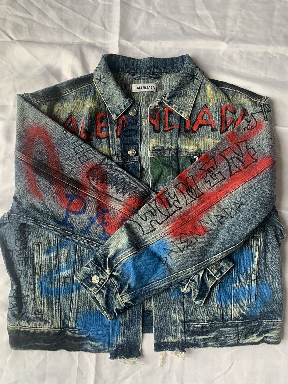 Balenciaga Balenciaga Graffiti Denim Jacket RARE 2018 | Grailed