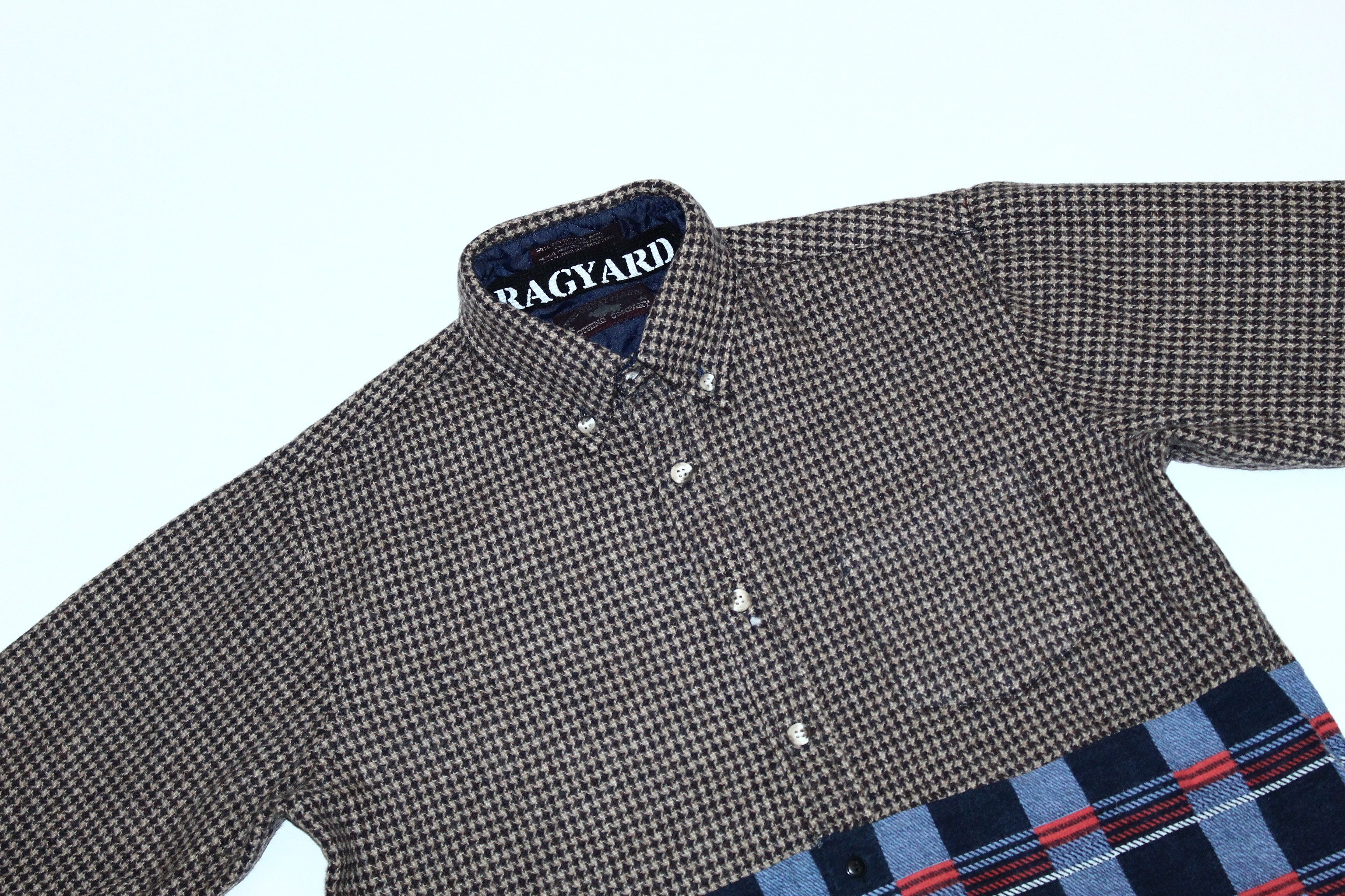 20471120 Rare Vtg RAGYARD Wool Blend Plaid Rebuild Flannel Shirt Size US M / EU 48-50 / 2 - 3 Thumbnail