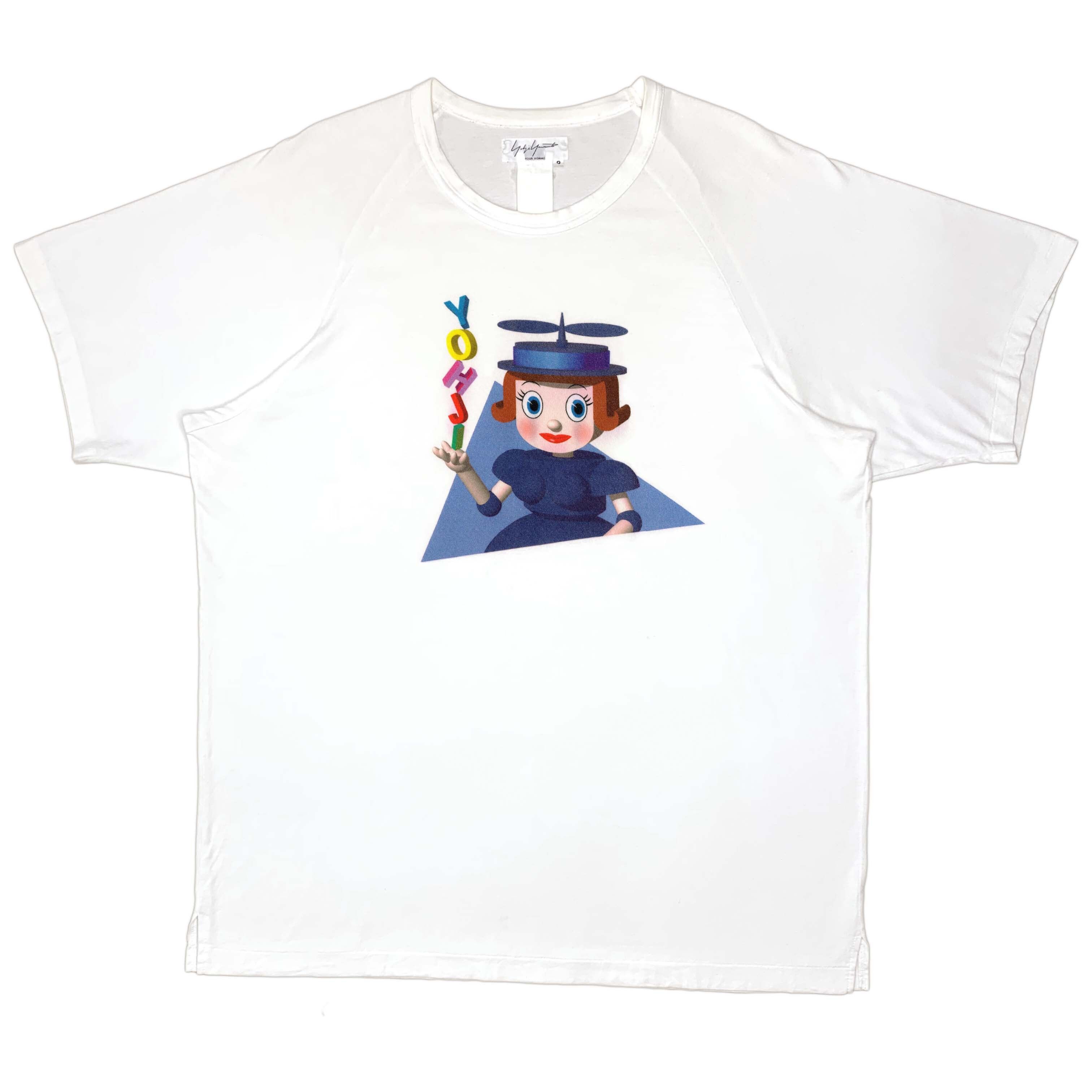 Pre-owned Yohji Yamamoto X Ys For Men Ss02 Saeko Tsuemura 'propeller Girl' Cotton T-shirt In White