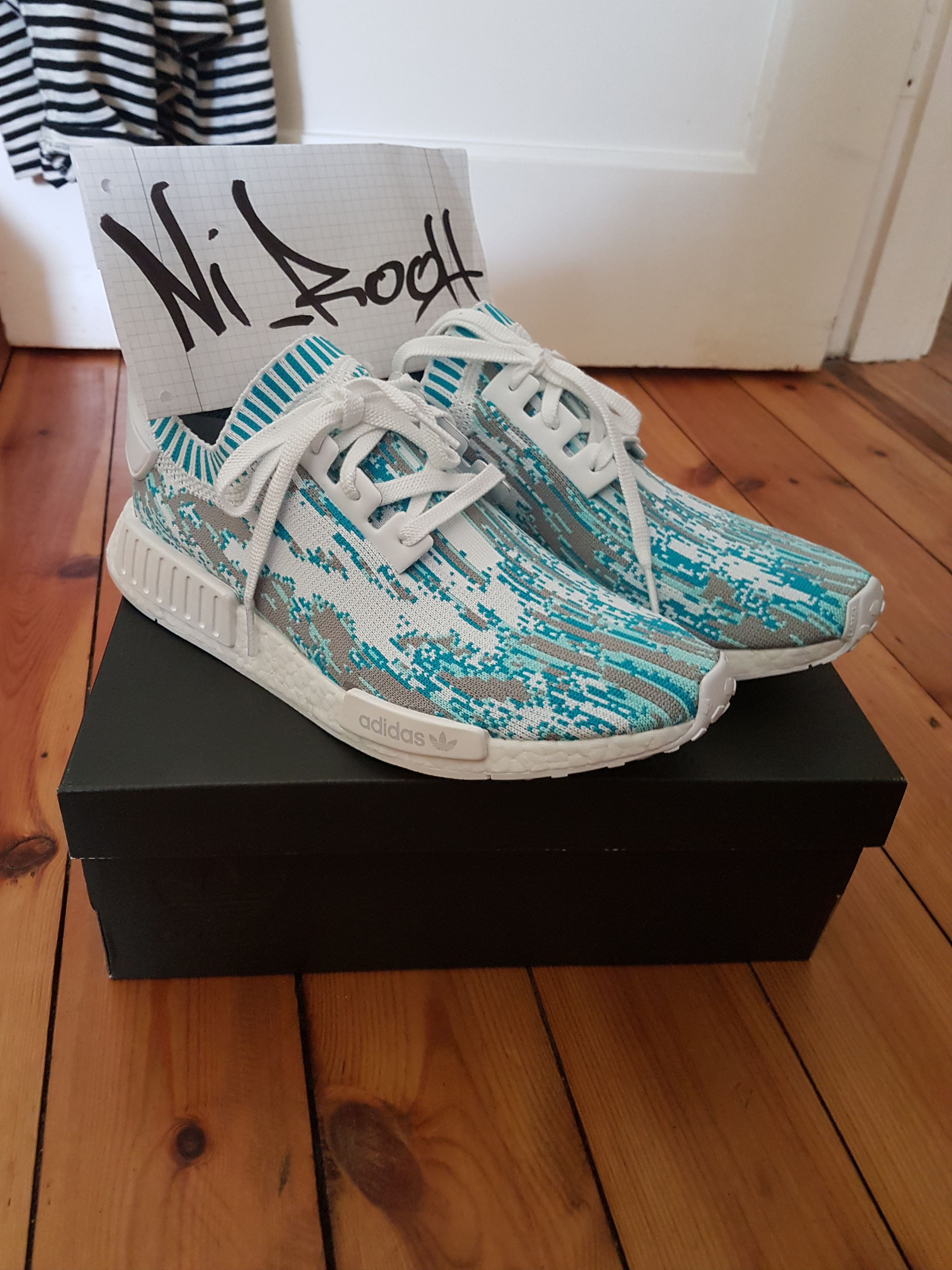 Adidas Adidas Originals x Sneakersnstuff NMDR1 PK Datamosh Pack "Blue Glitch" US11 Size US 11 / EU 44 - 2 Thumbnail