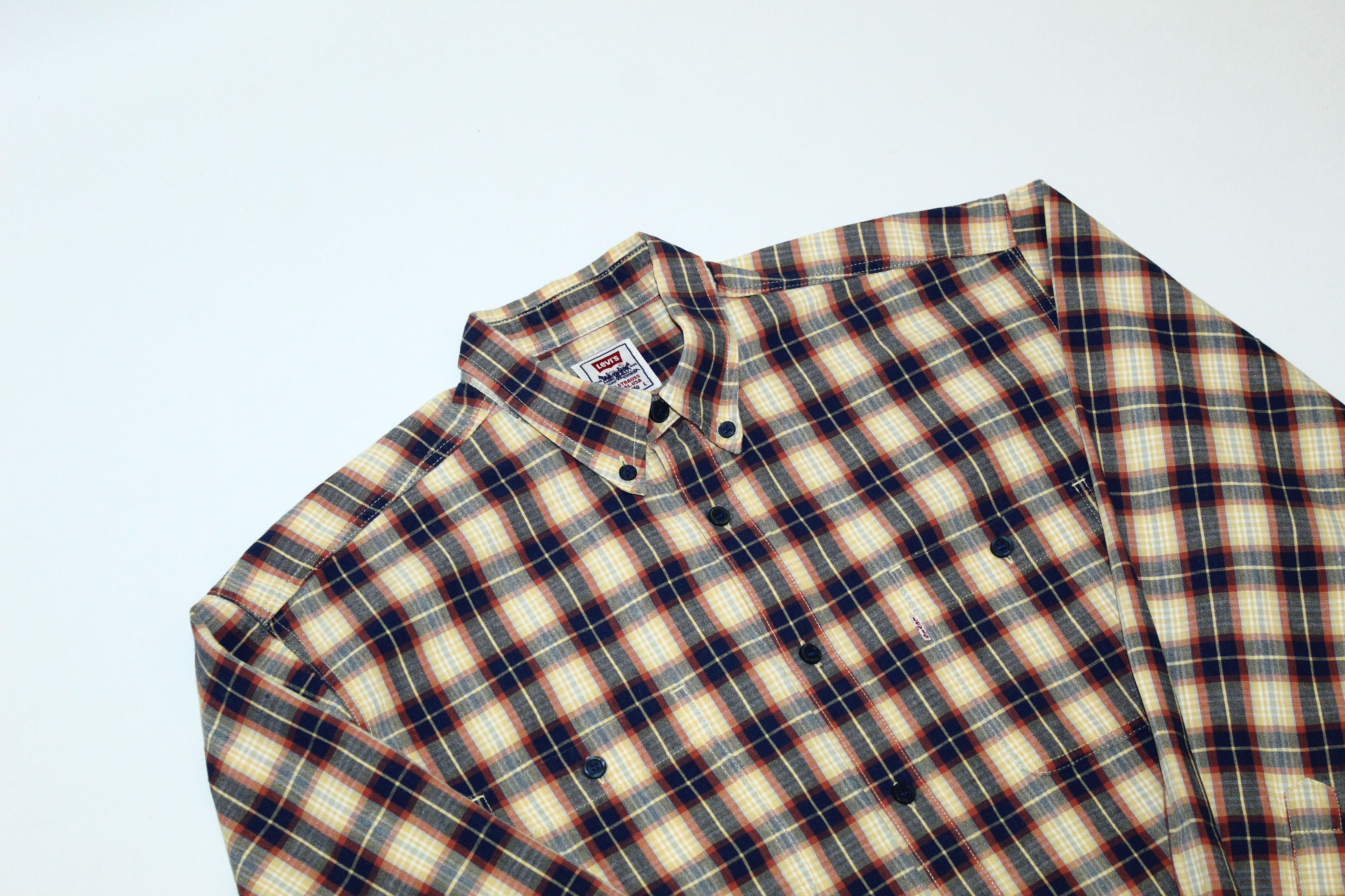 Levi's Vintage Clothing Vtg 90s Levi's Button Down Checkered Cotton Casual Shirt Size US L / EU 52-54 / 3 - 3 Thumbnail