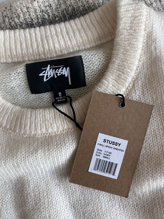 Stussy Stussy 8 Ball Spray Sweater in Ivory | Grailed