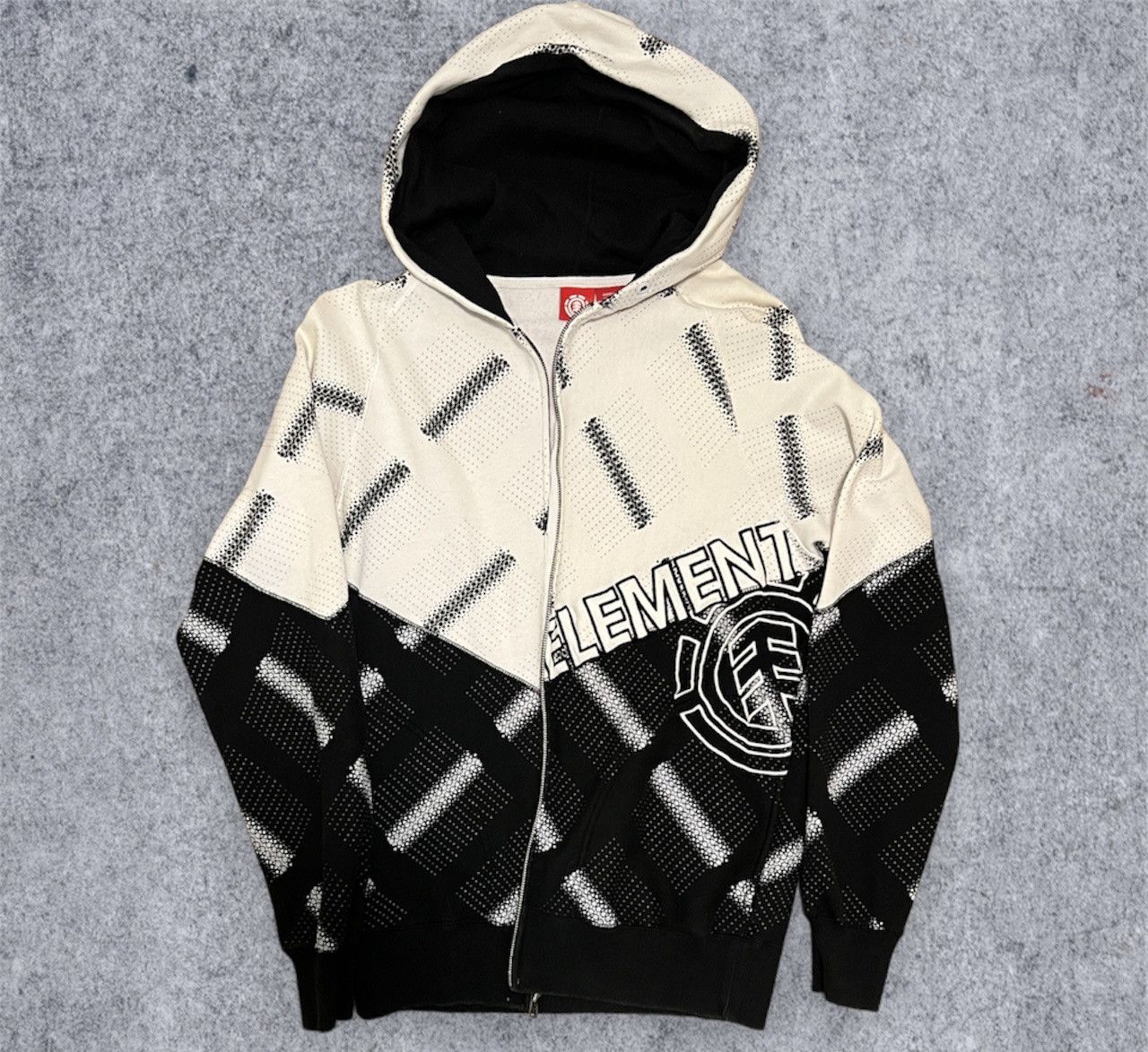 Vintage Element Black and White Y2K Zipup Jacket