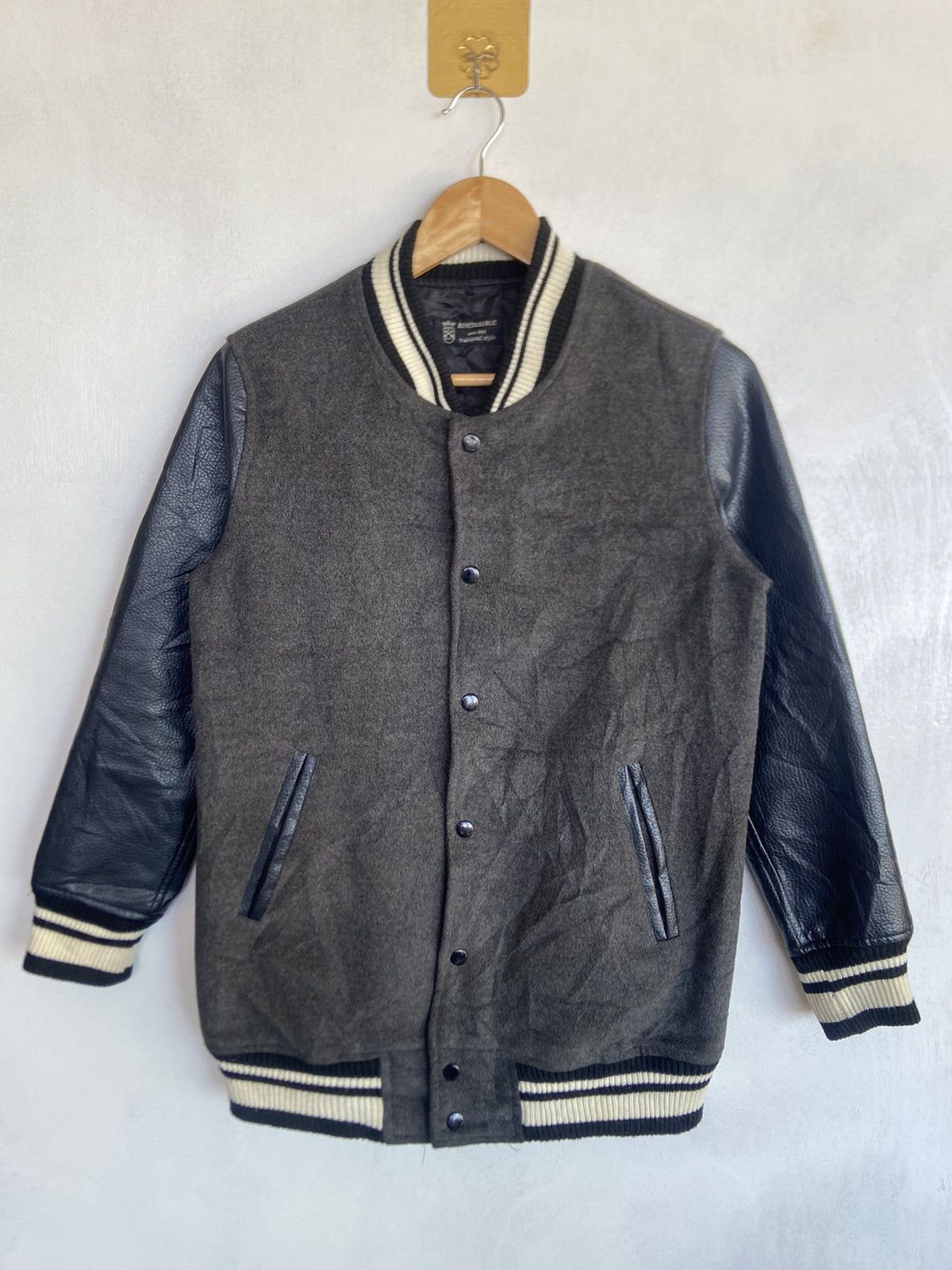 Vintage Rivet&Surge Sleeve Leather Varsity Jacket