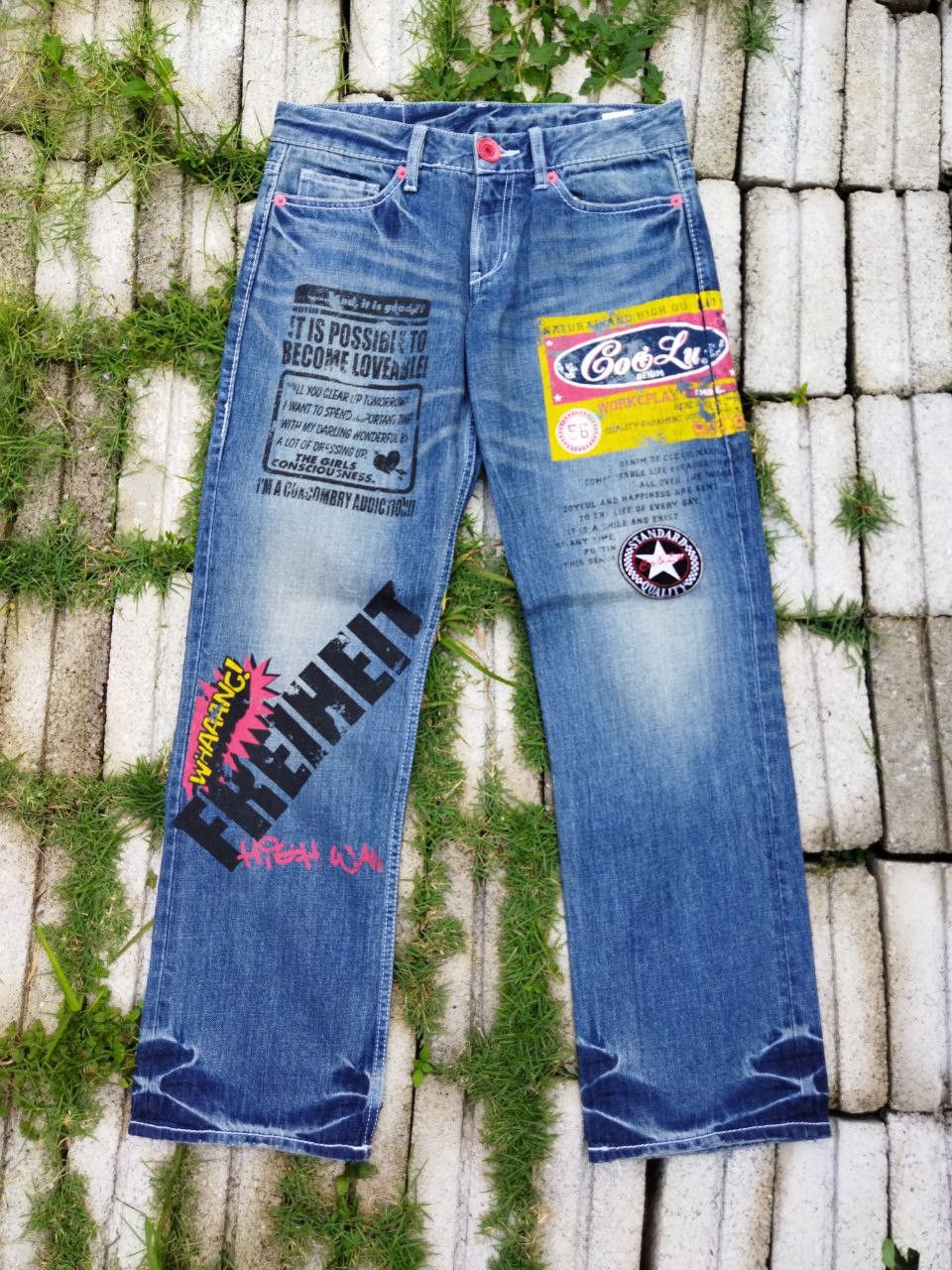 Japanese Brand Co&Lu Japan Hysteric Style Patches + Painted Jeans Size US 32 / EU 48 - 1 Thumbnail