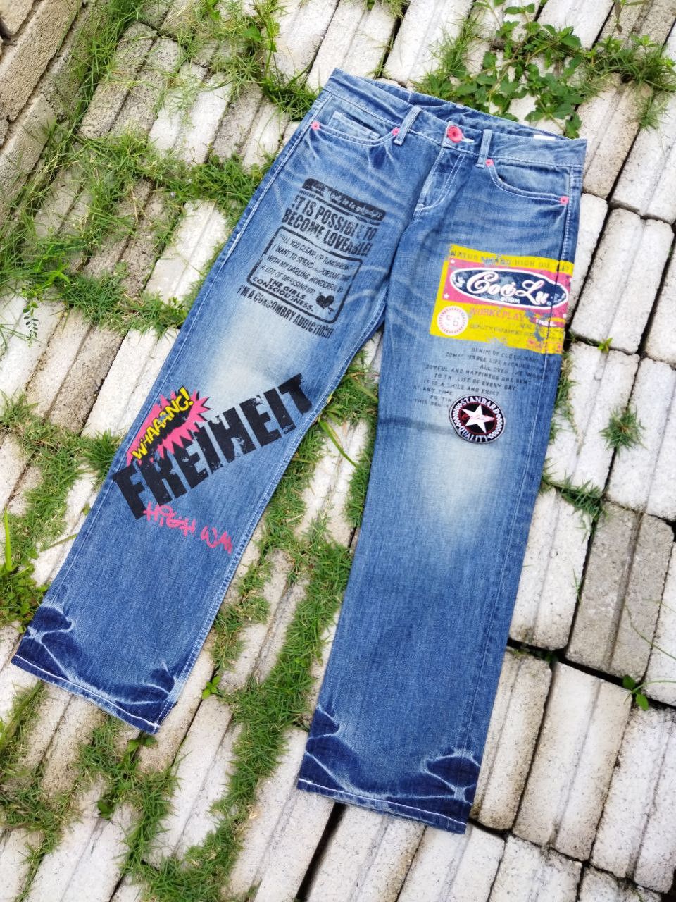 Japanese Brand Co&Lu Japan Hysteric Style Patches + Painted Jeans Size US 32 / EU 48 - 2 Thumbnail