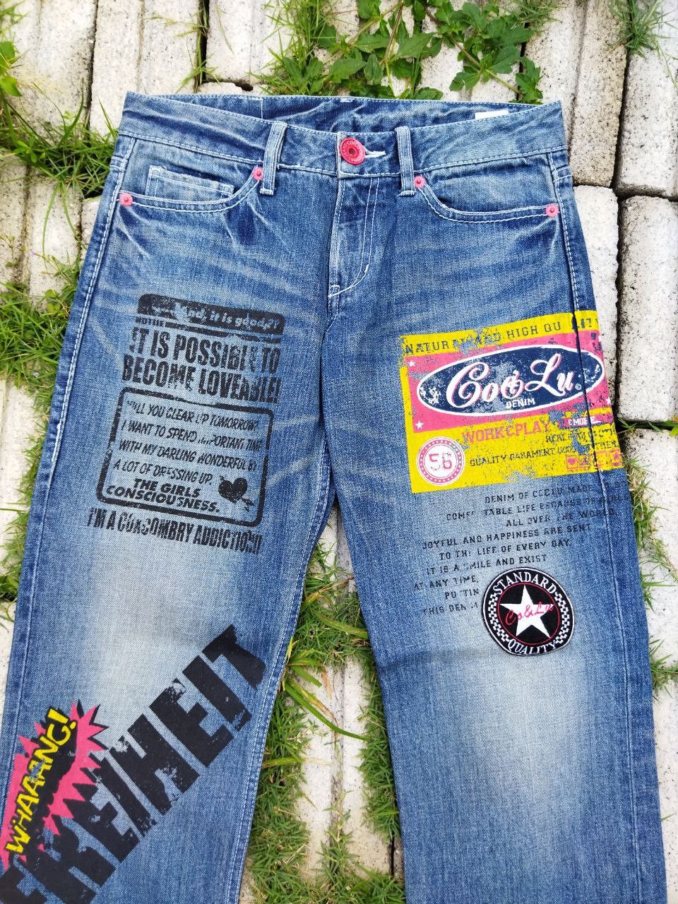 Japanese Brand Co&Lu Japan Hysteric Style Patches + Painted Jeans Size US 32 / EU 48 - 4 Thumbnail